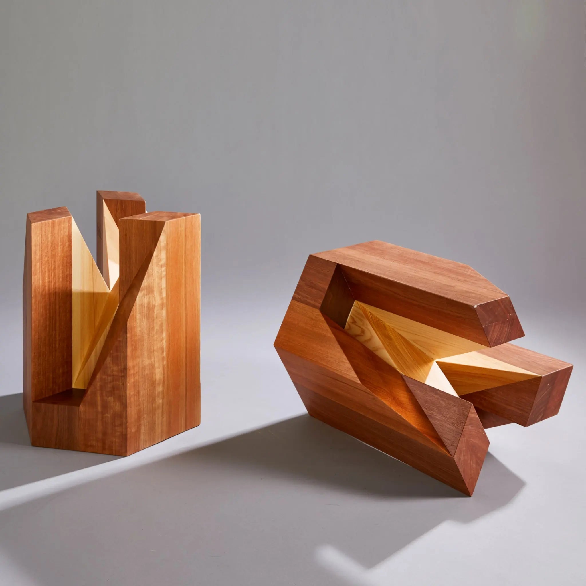 Yosegi Wood Stool Pair - Japanese Craftsmanship