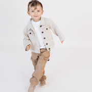 Khaki Distressed Denim Jean Jacket - Child
