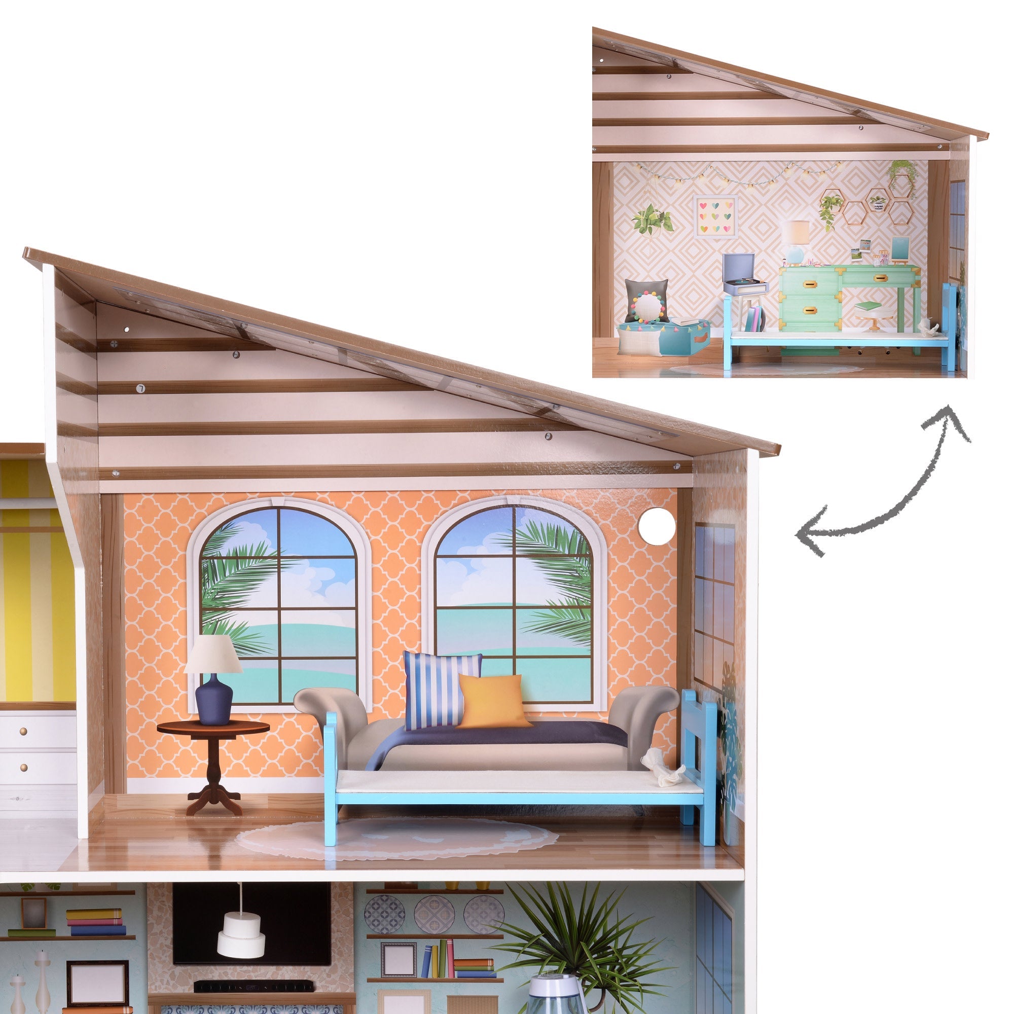 Olivia's Little World Wooden Dreamland Mediterranean Dollhouse Set