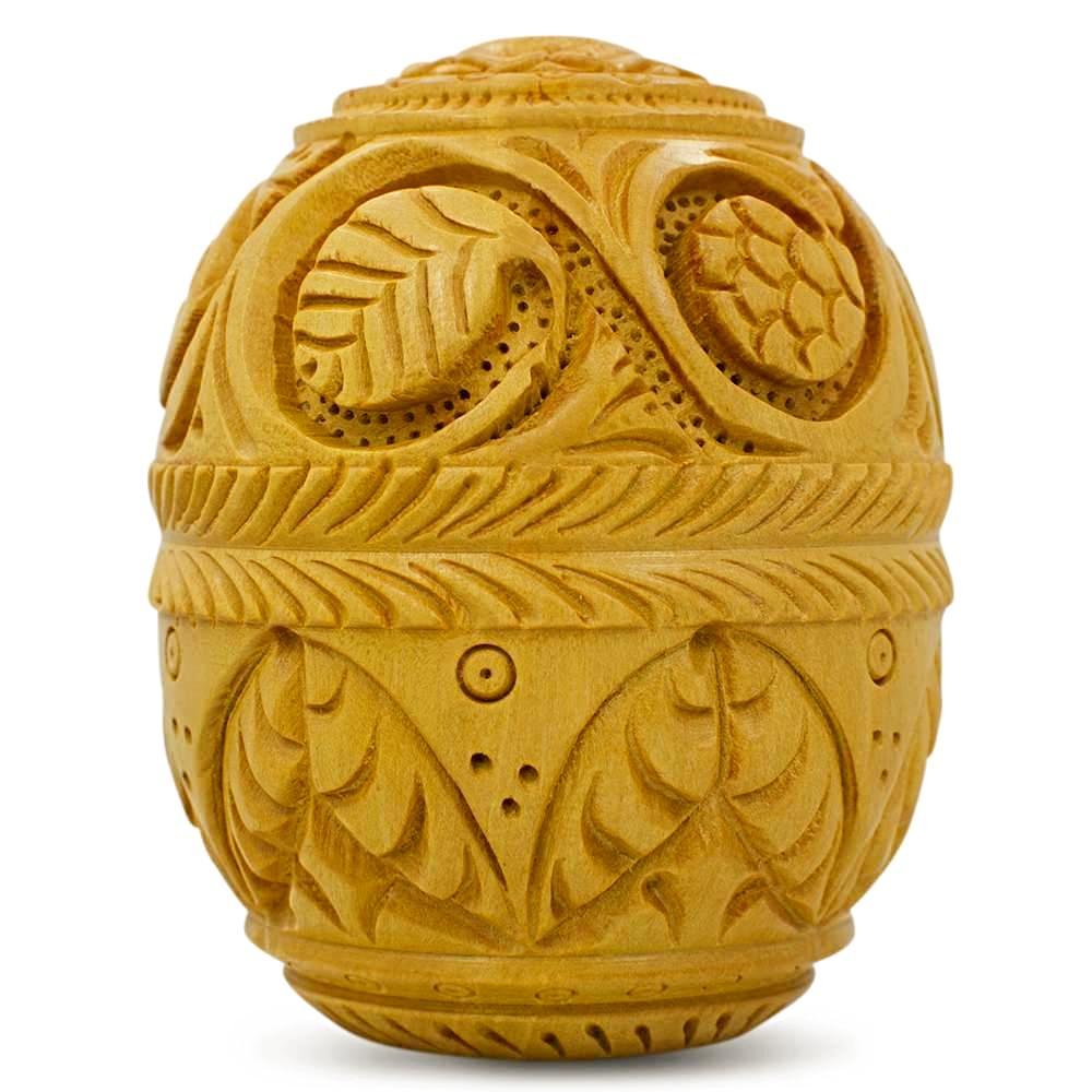 Hand Carved Grape Vines Wooden Easter Egg