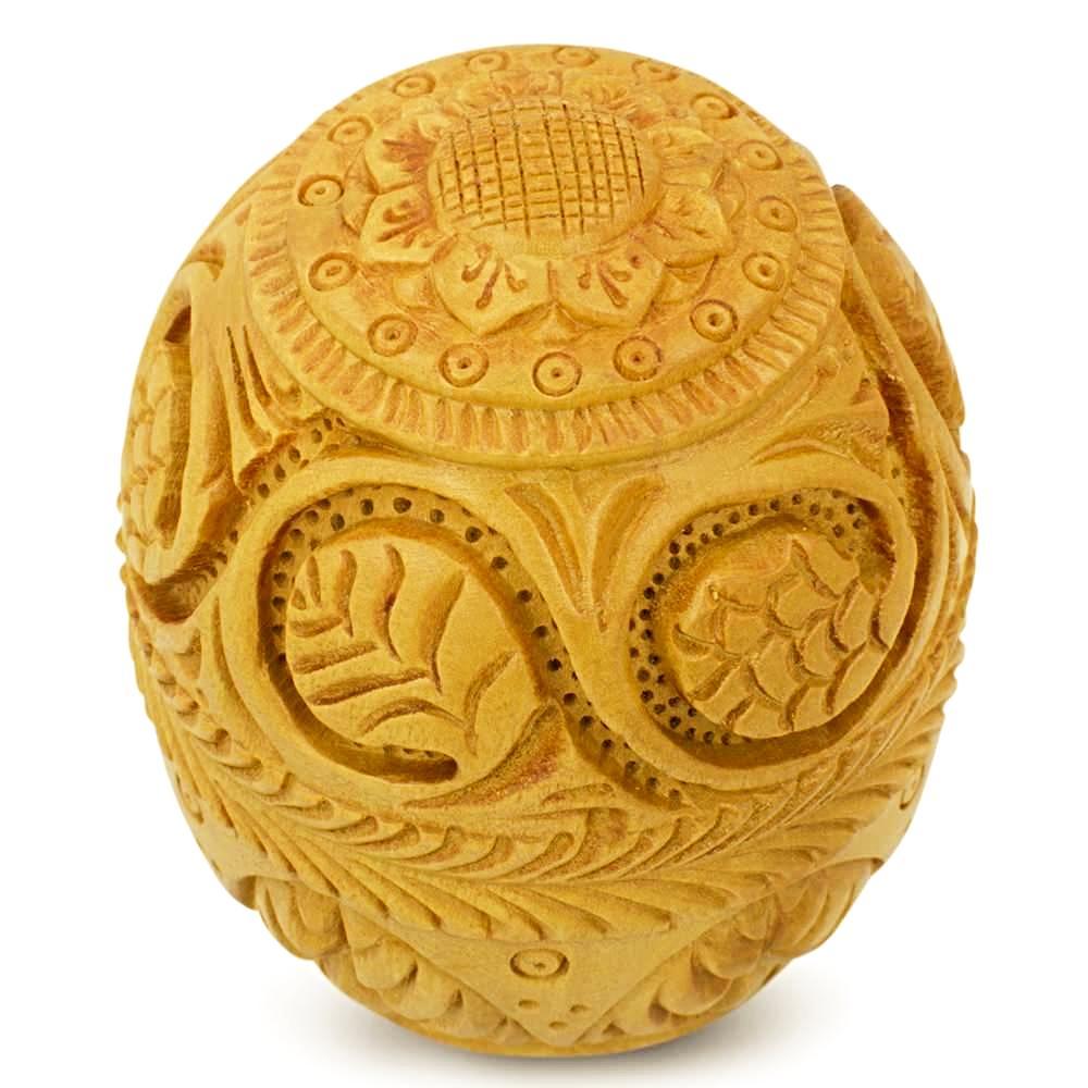 Hand Carved Grape Vines Wooden Easter Egg