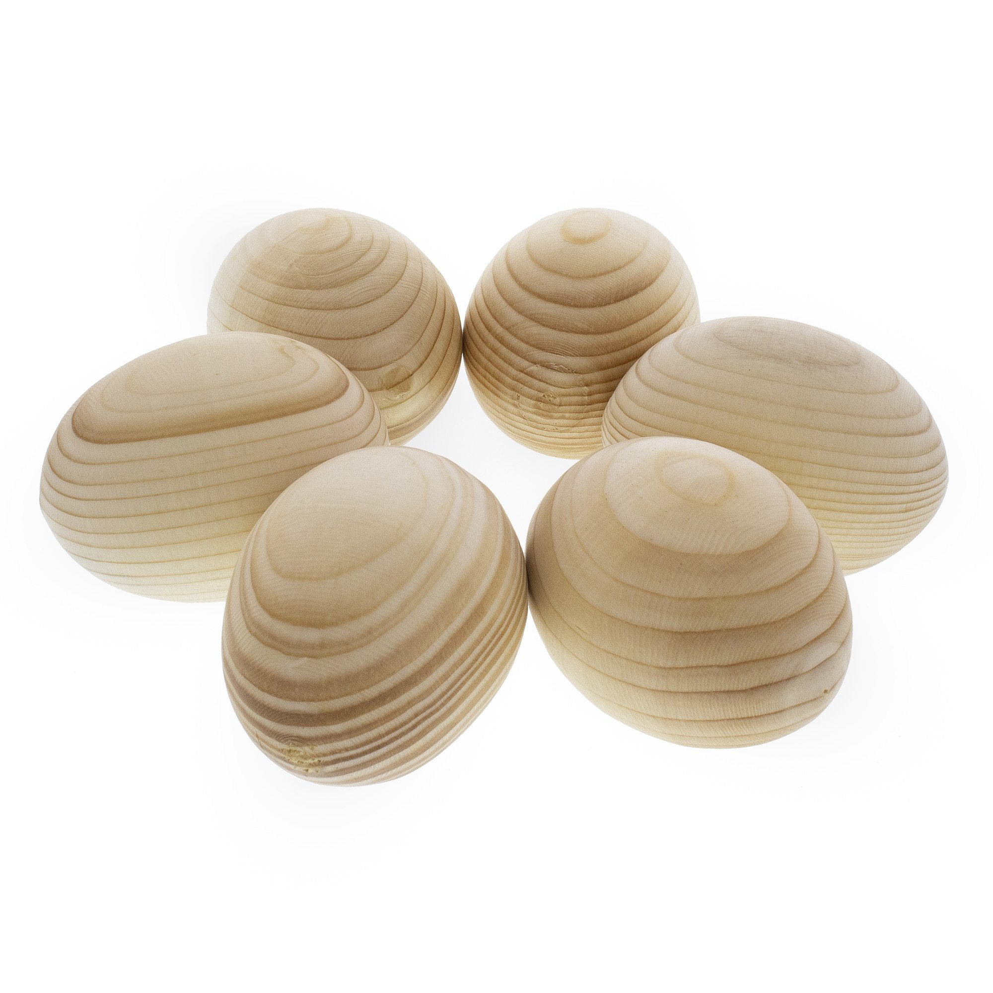 Set Of 6 Unfinished Unpainted Wooden Ukrainian Eggs Craft Diy