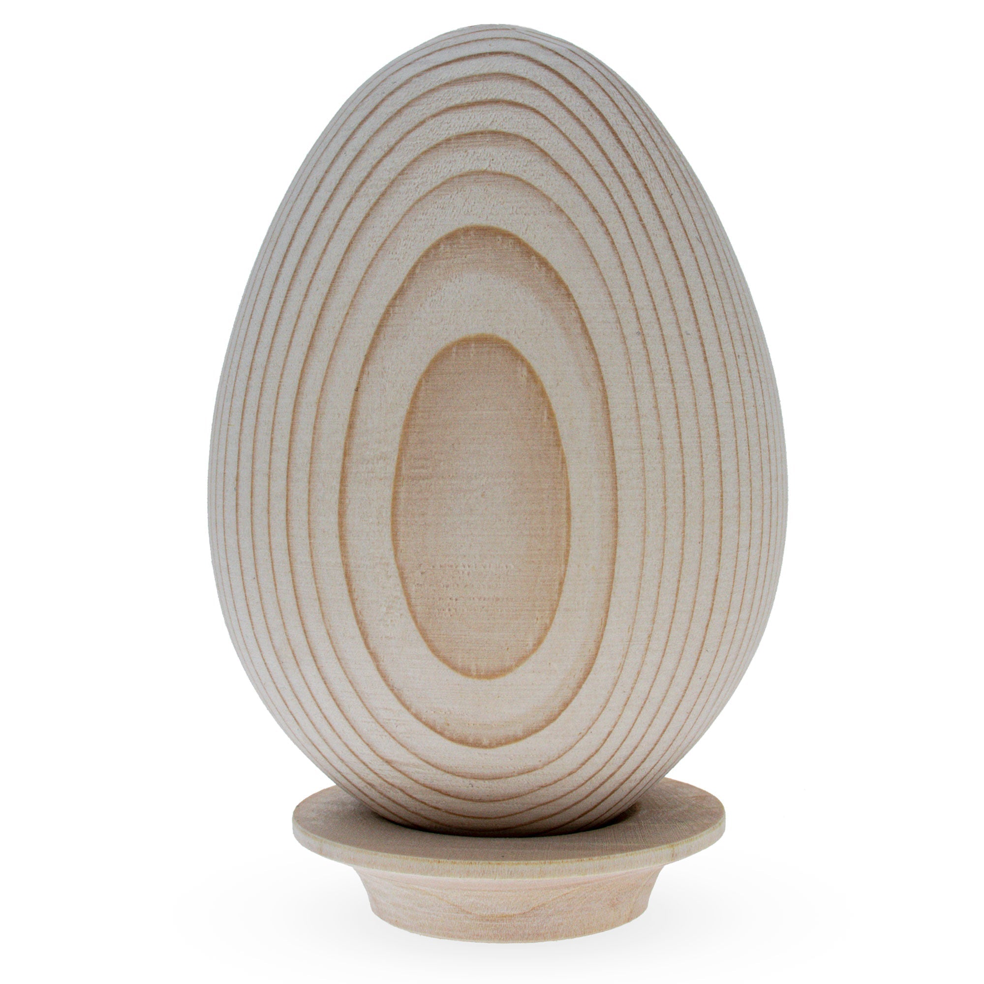 Goose Size Unfinished Blank Wooden Eggs On A Stand 3.7 Inches