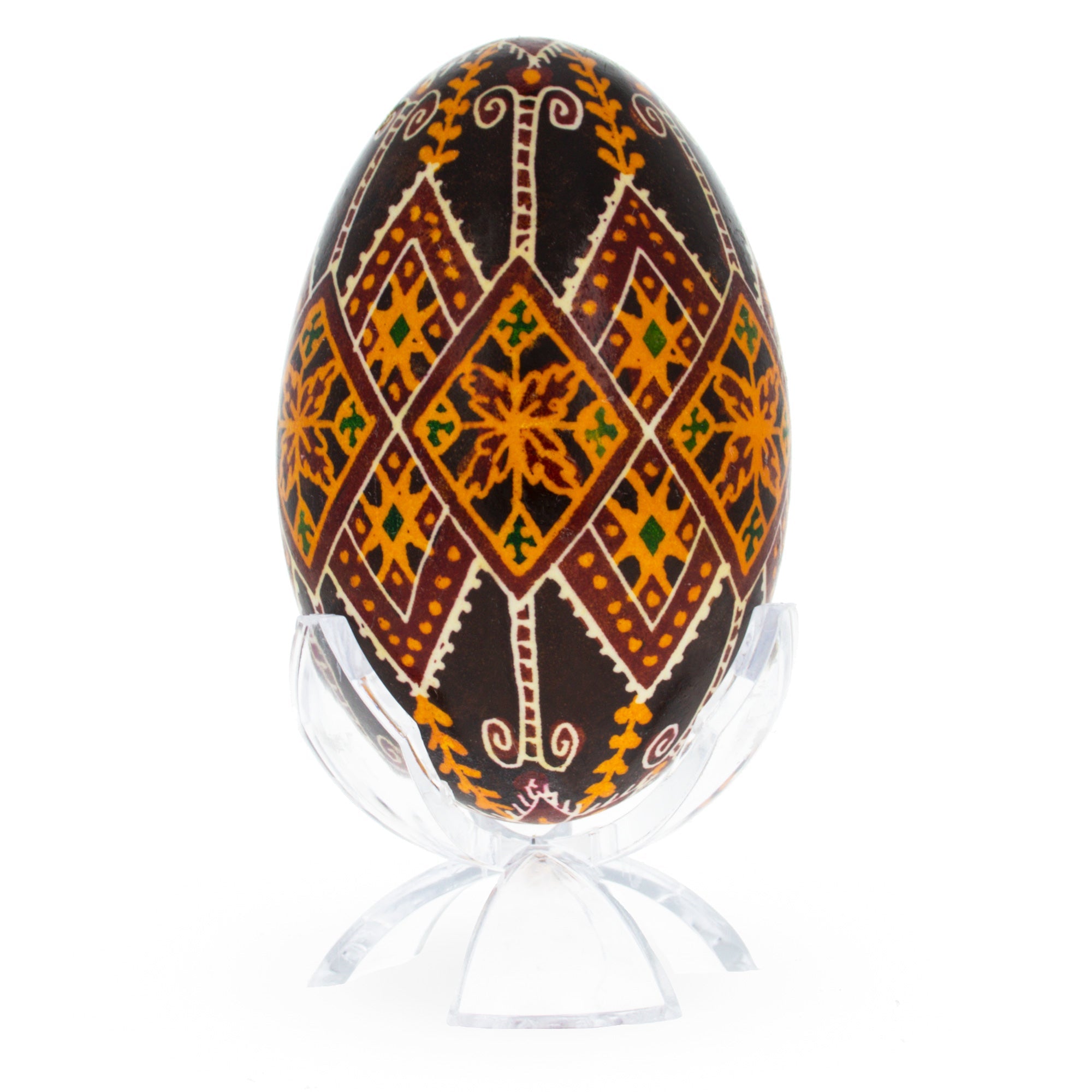 Rhombus Goose Size Real Blown Out Ukrainian Easter Egg 3.25 Inches