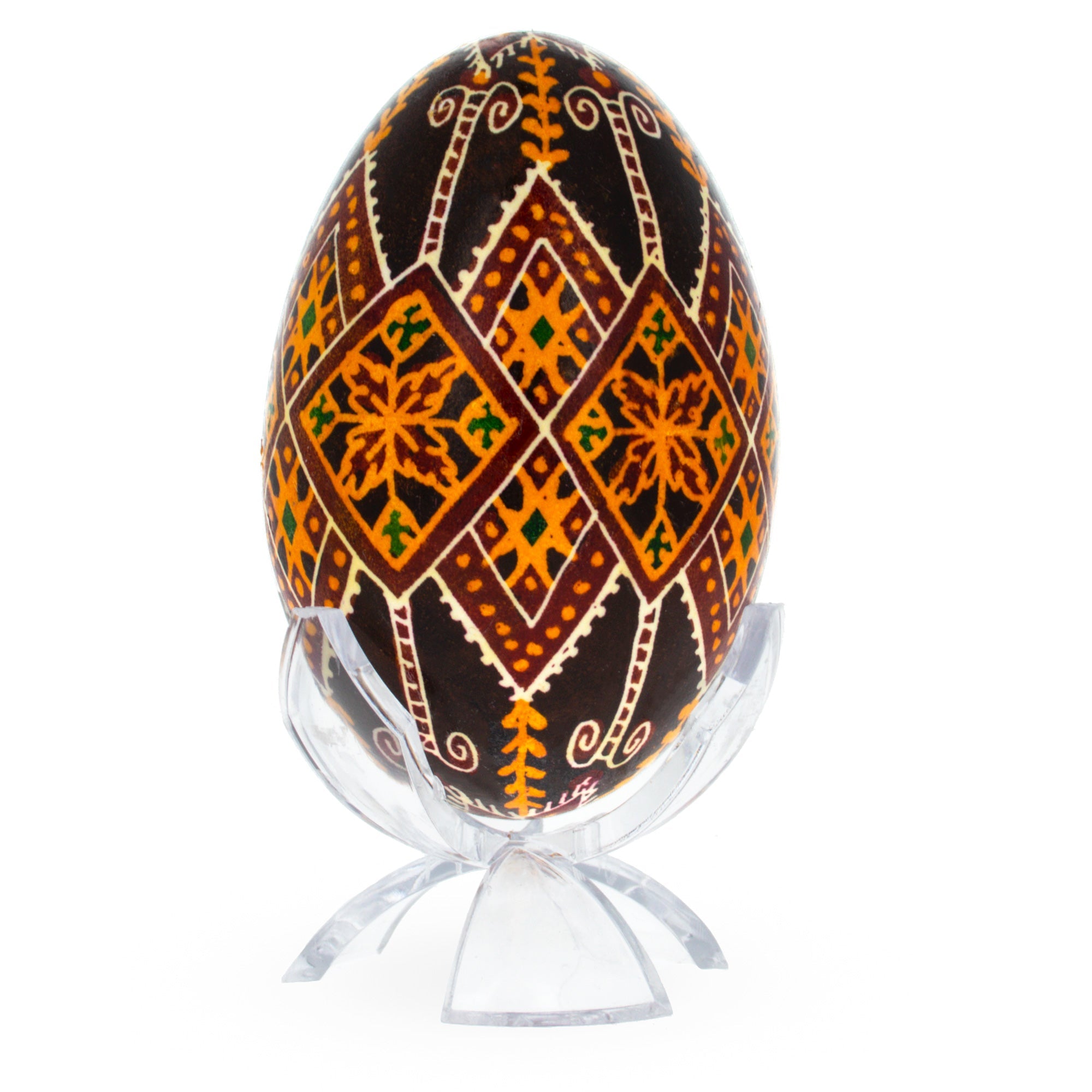 Rhombus Goose Size Real Blown Out Ukrainian Easter Egg 3.25 Inches