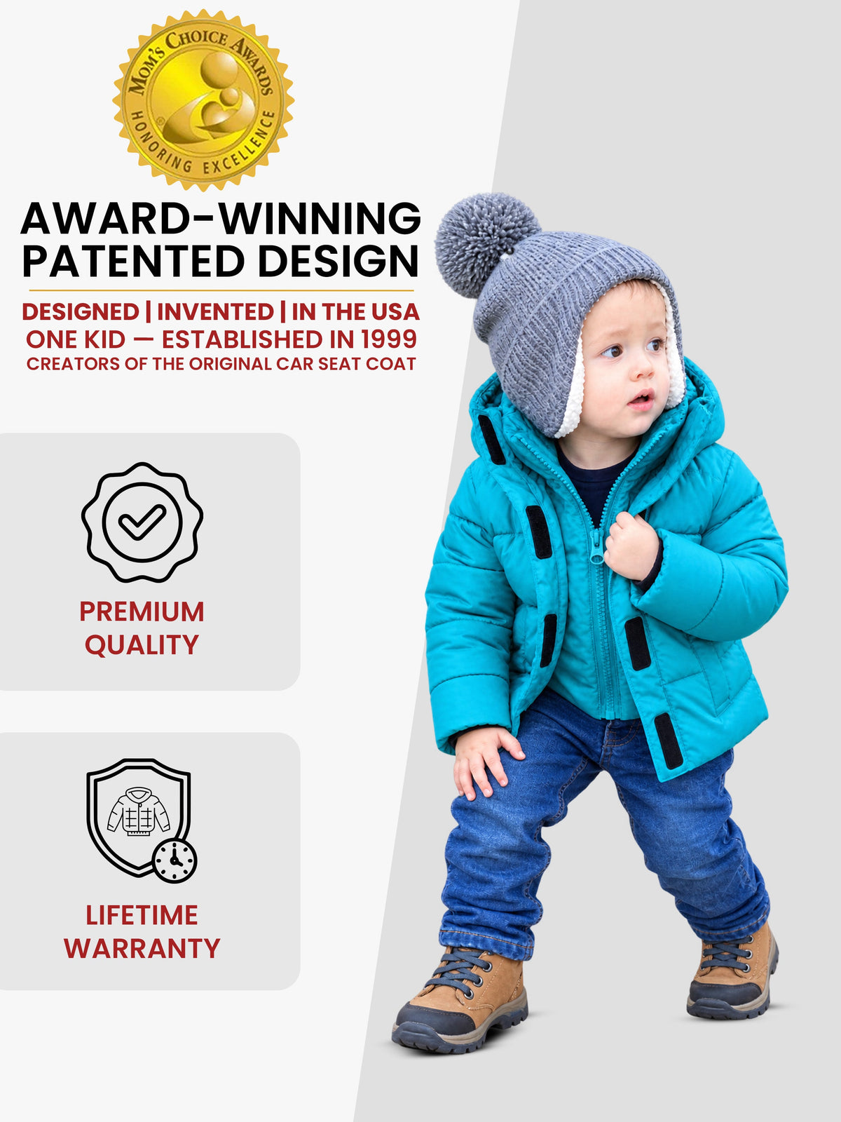 Car Seat Coat | The Road Coat Vegan - Aqua