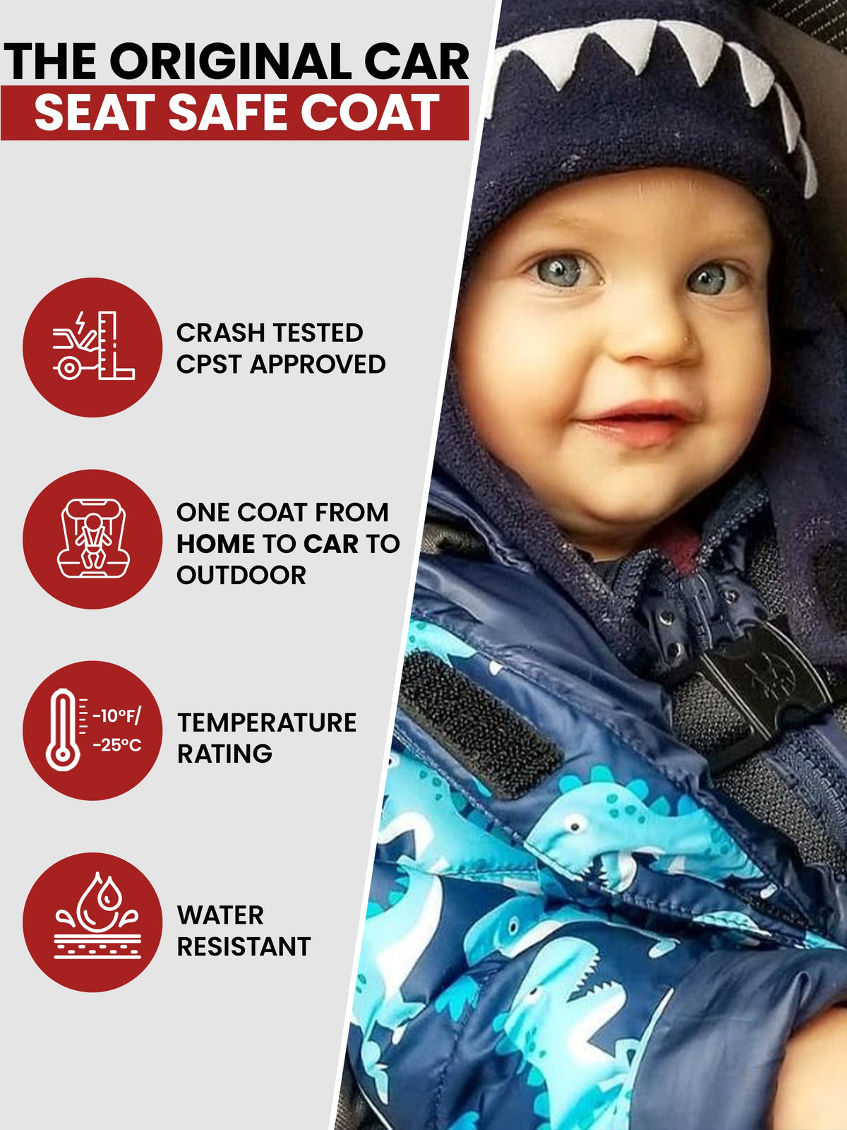 Car Seat Coat | The Road Coat Vegan - Navy Raptor Print