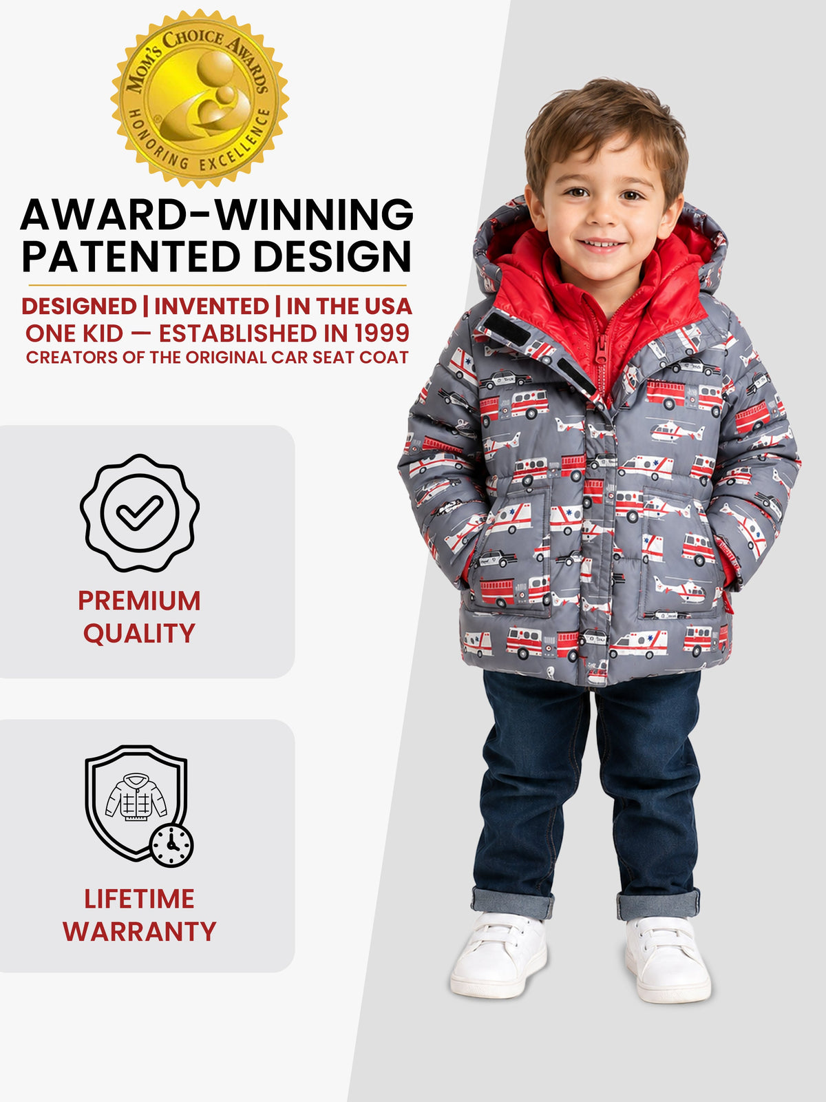 Car Seat Coat | The Road Coat Vegan - Rescue Print