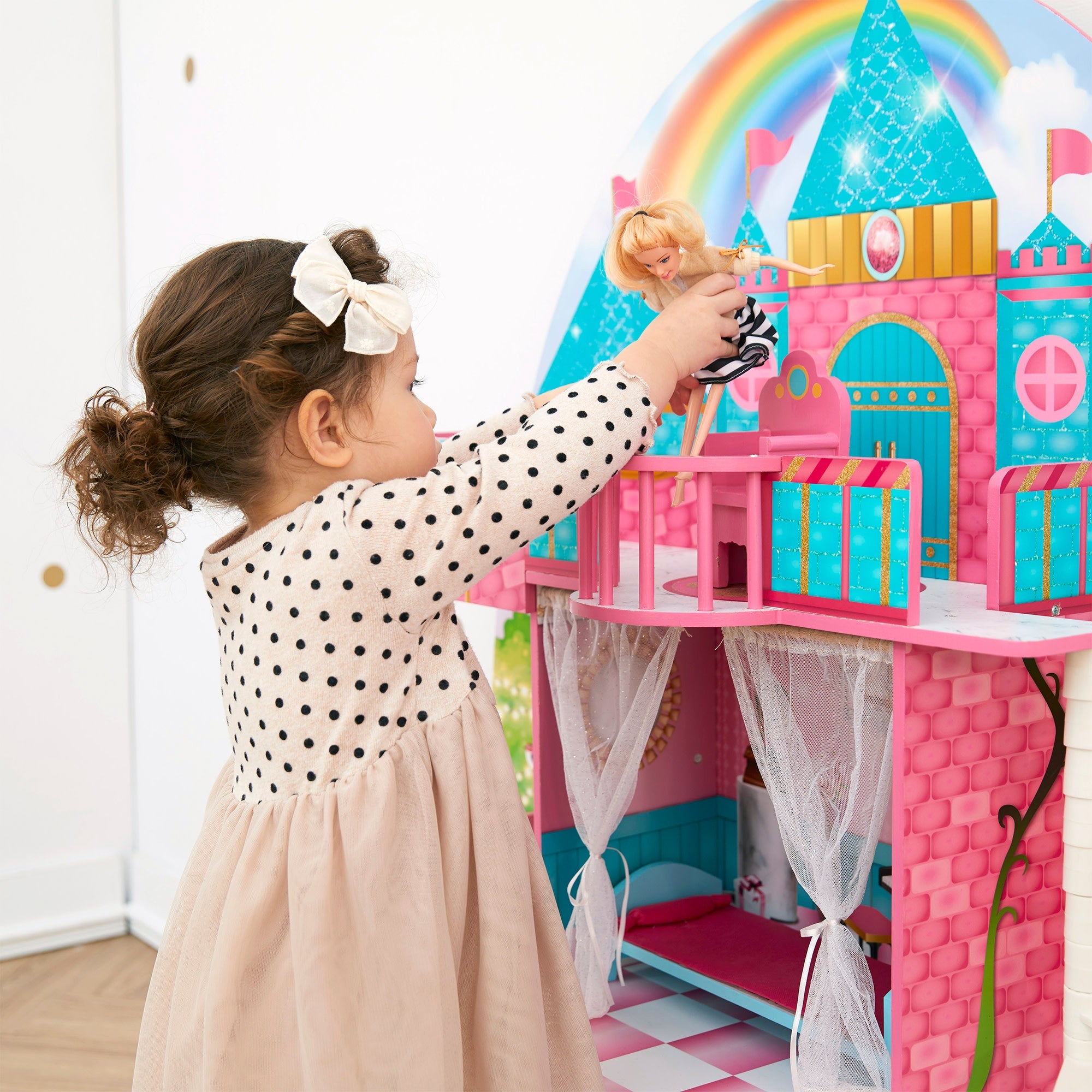 Olivia's Little World Furnished Castle Dollhouse For 12" Dolls, Multicolor