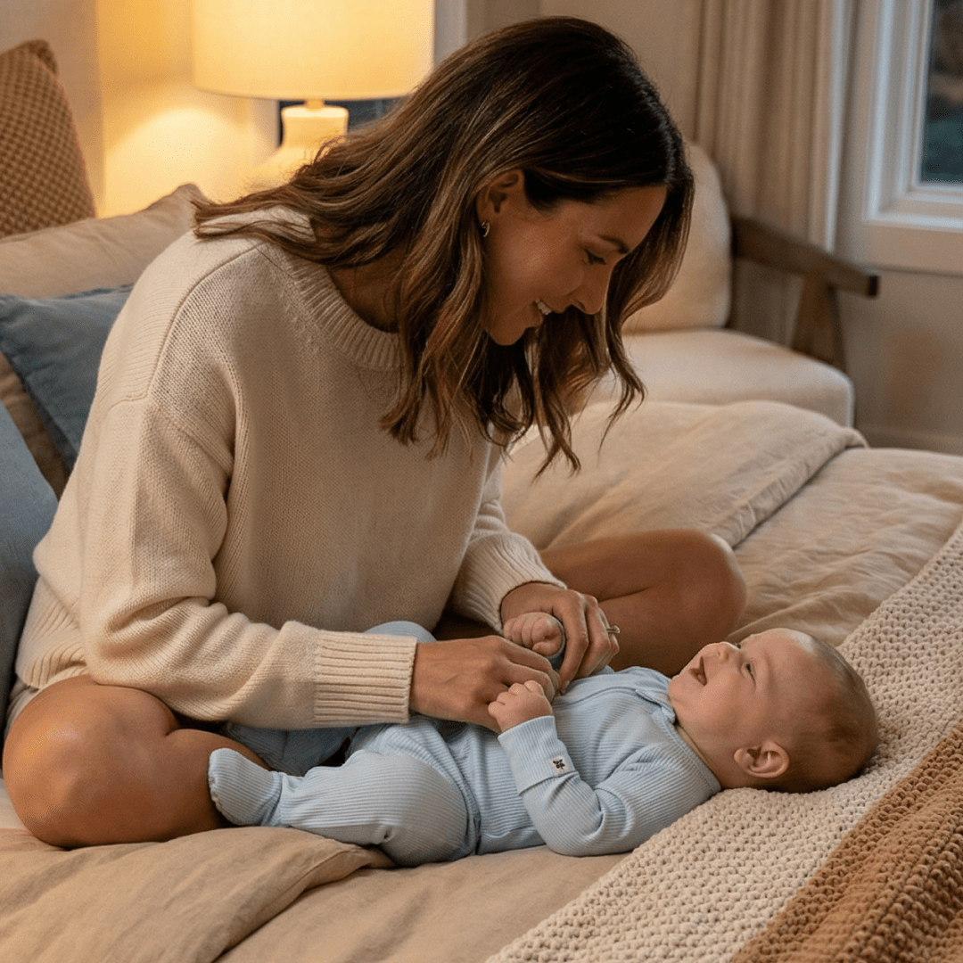 Zipper Footie - Bashful Blue Ribbed