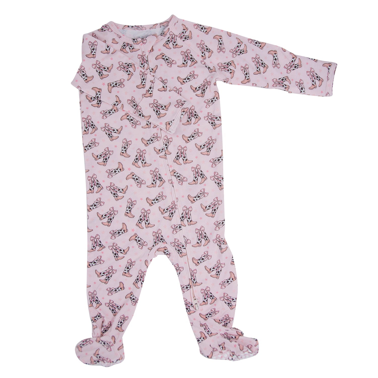 Cowhide Boots Bows Zipper Footie