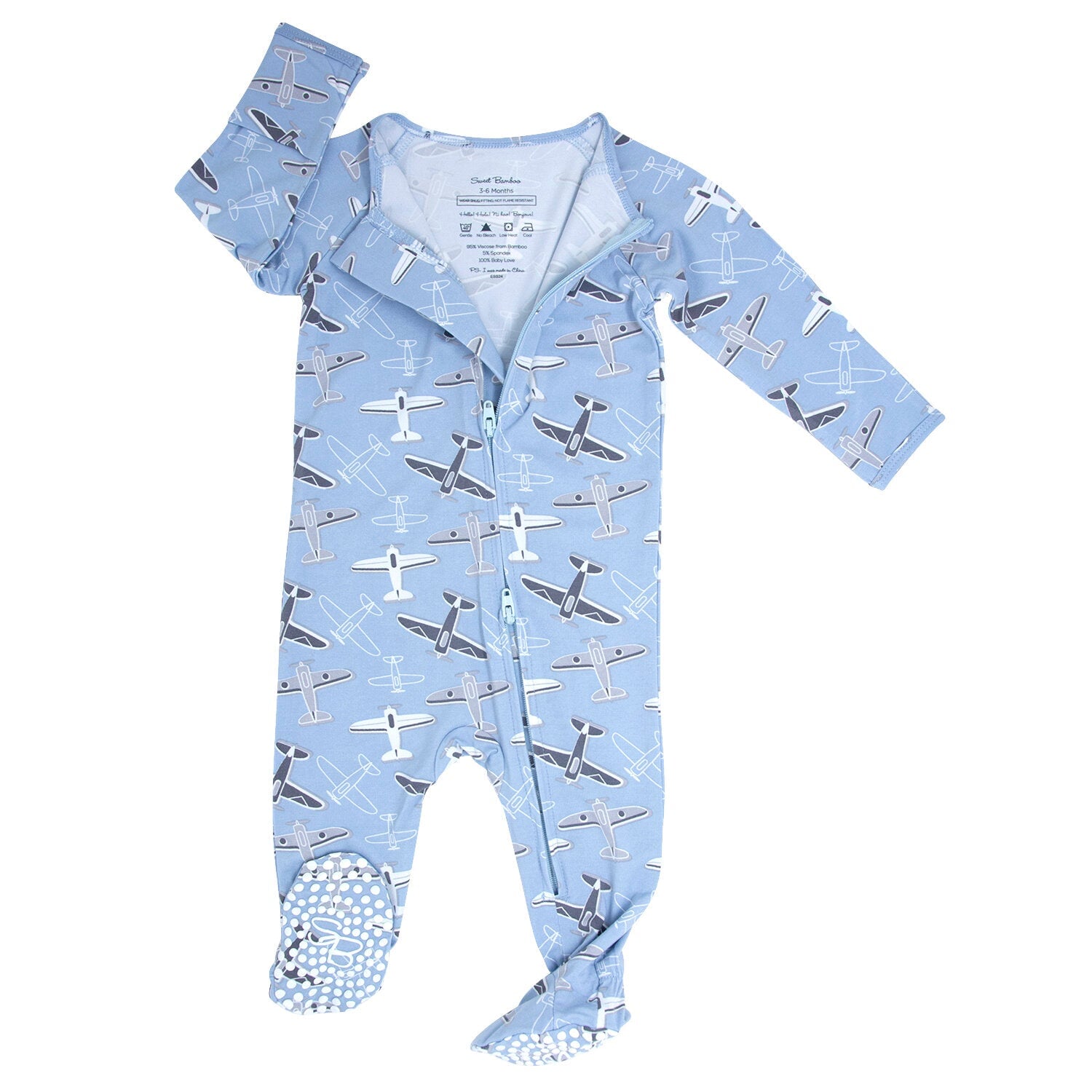 Zipper Footie - Blue Aircrafts