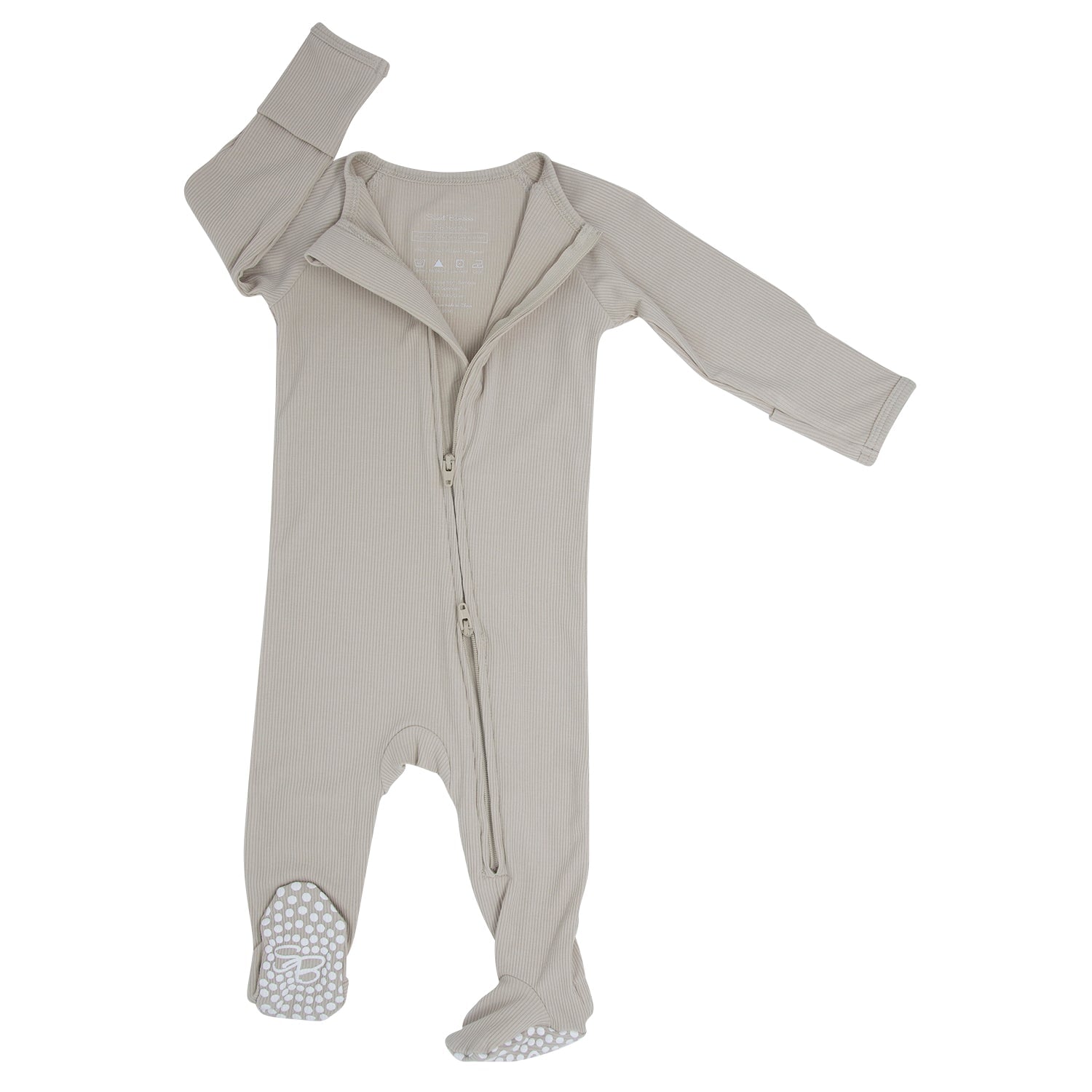 Zipper Footie - Just Taupe Ribbed