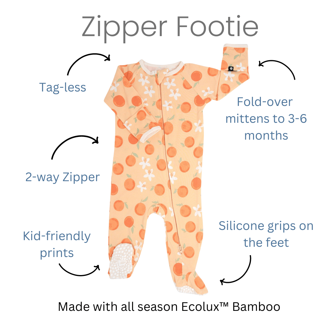 Zipper Footie - Charcoal Black Ribbed