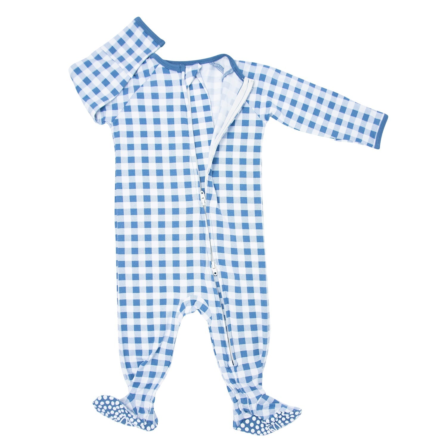 Zipper Footie - Blue Gingham