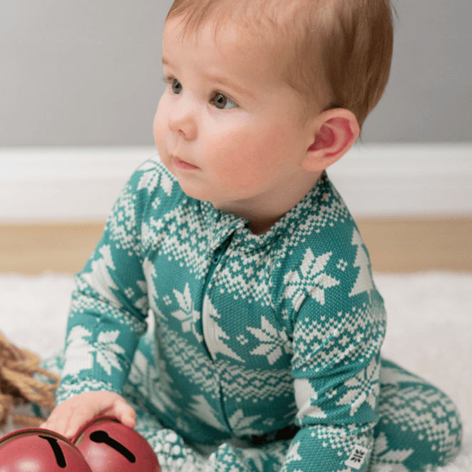 Zipper Footie - Fair Isle Trees