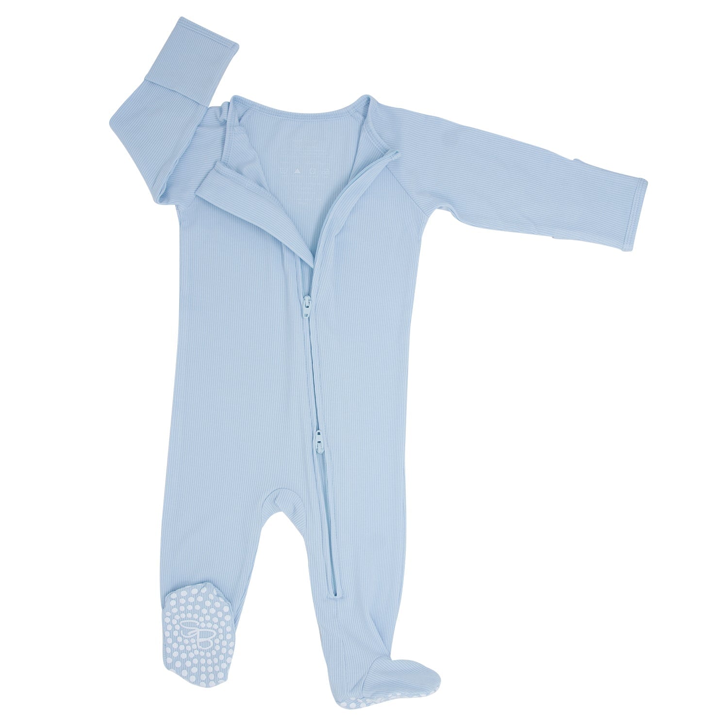 Zipper Footie - Bashful Blue Ribbed