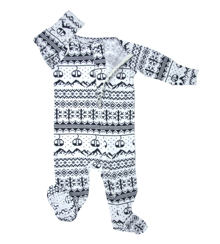 Zipper Footie - Fair Isle Ski Black