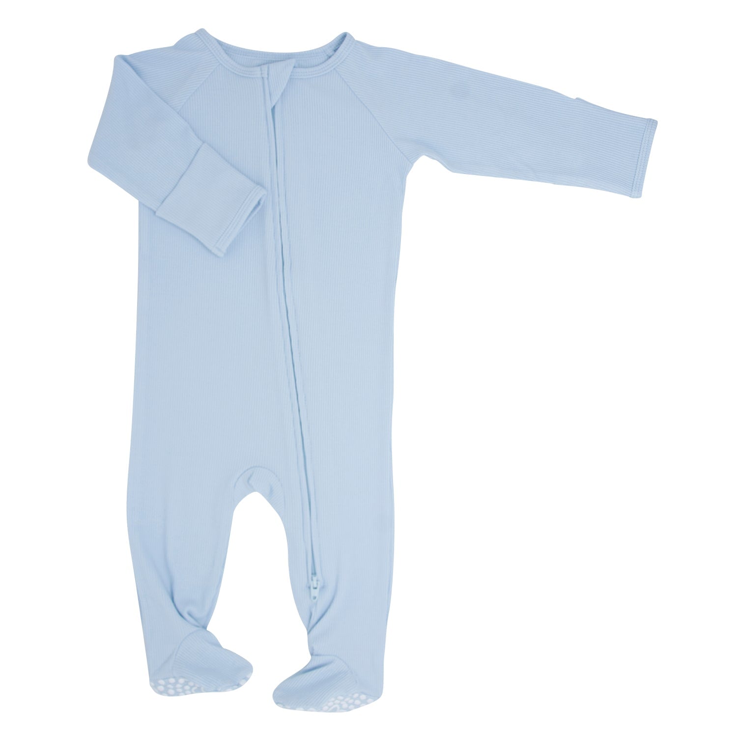 Zipper Footie - Bashful Blue Ribbed