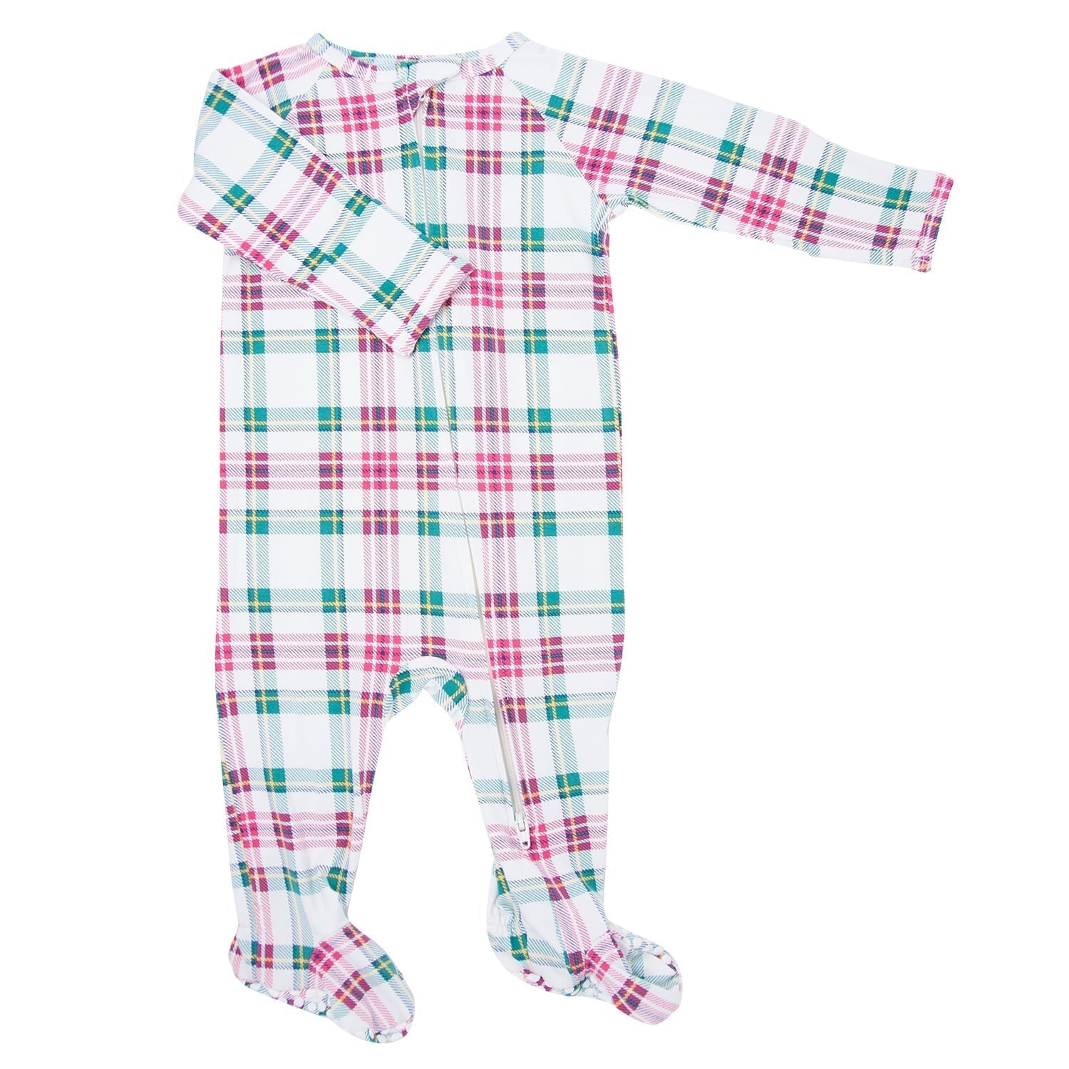 Zipper Footie - White Tartan