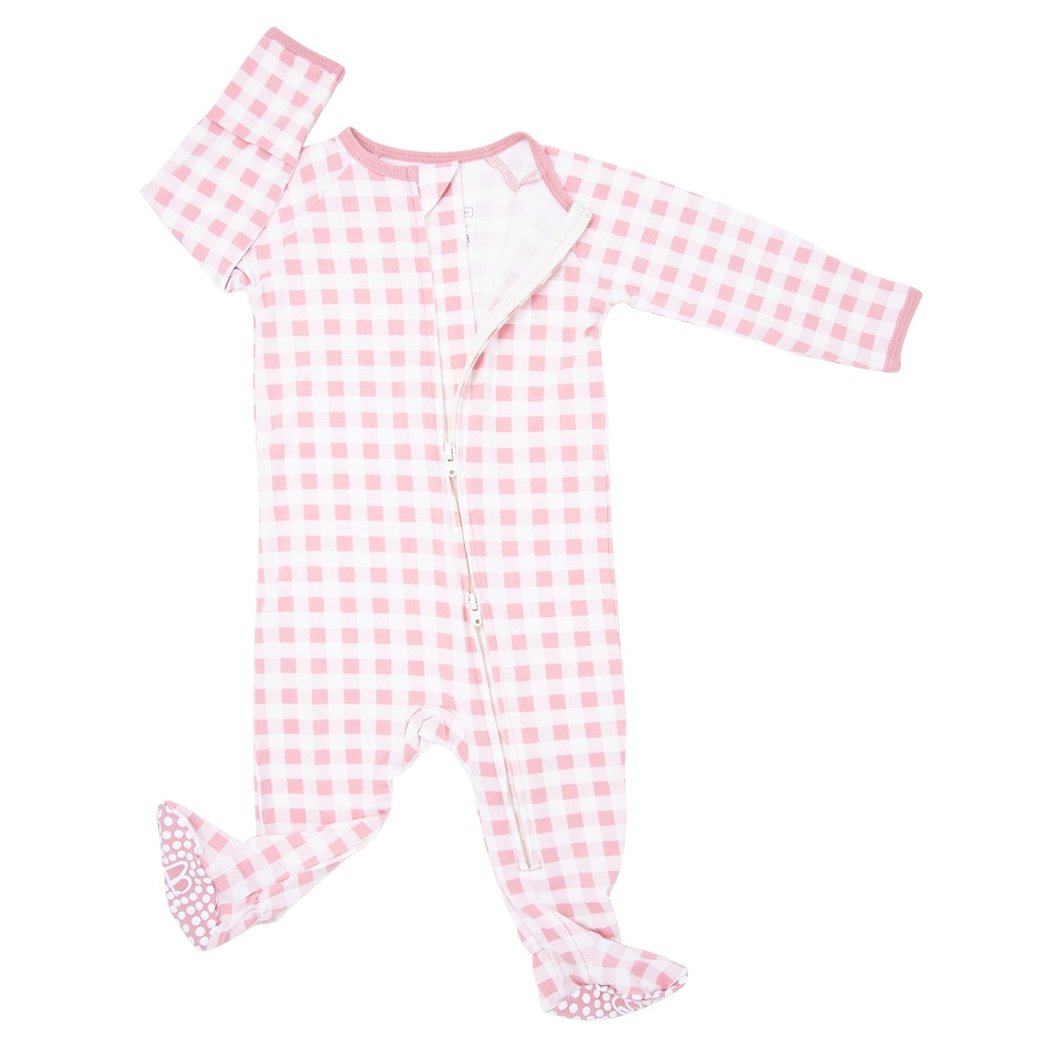 Zipper Footie - Pink Gingham