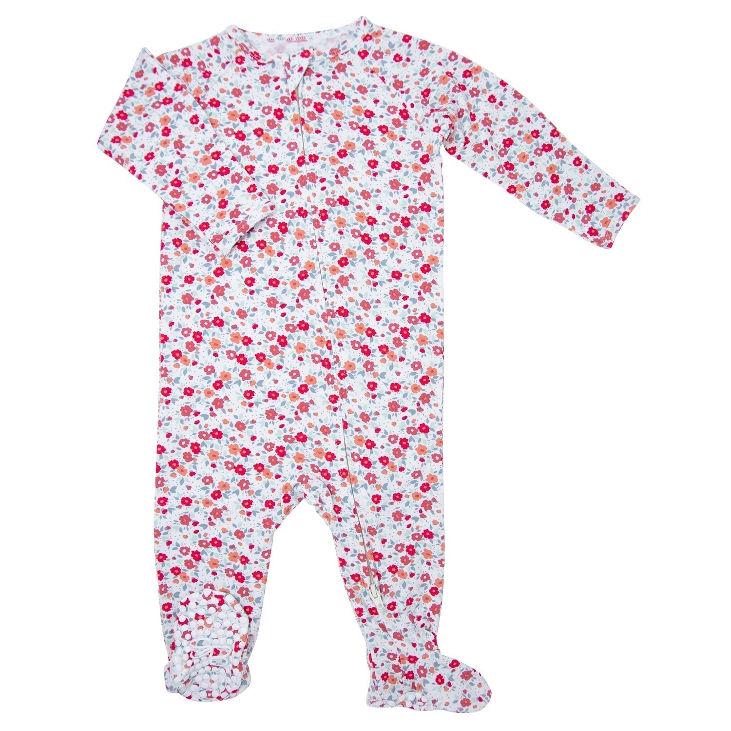 Zipper Footie - Crimson Floral