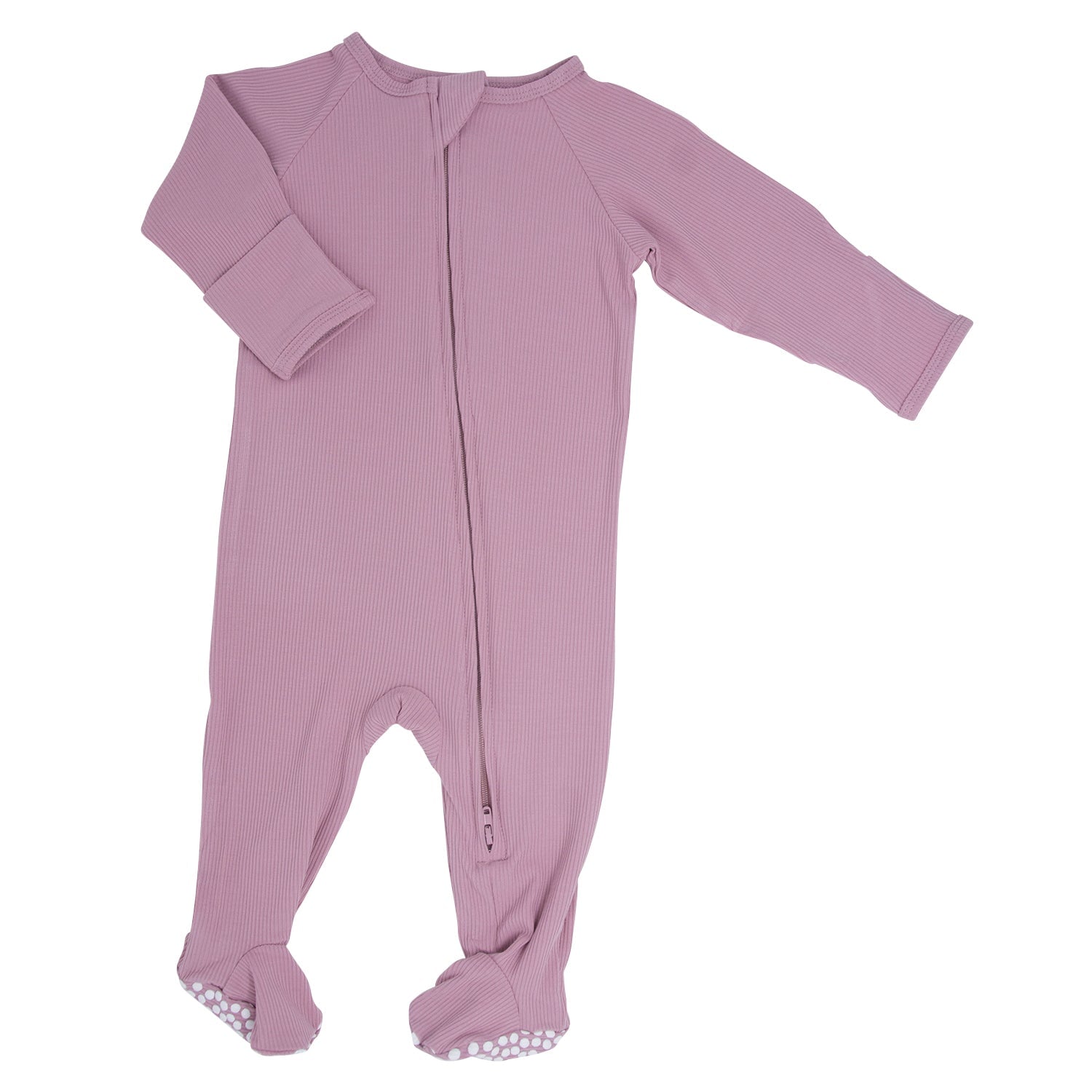 Zipper Footie - Petunia Pink Ribbed