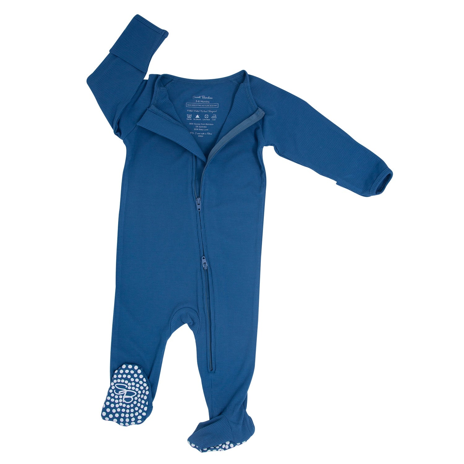 Zipper Footie - Captain Blue Ribbed