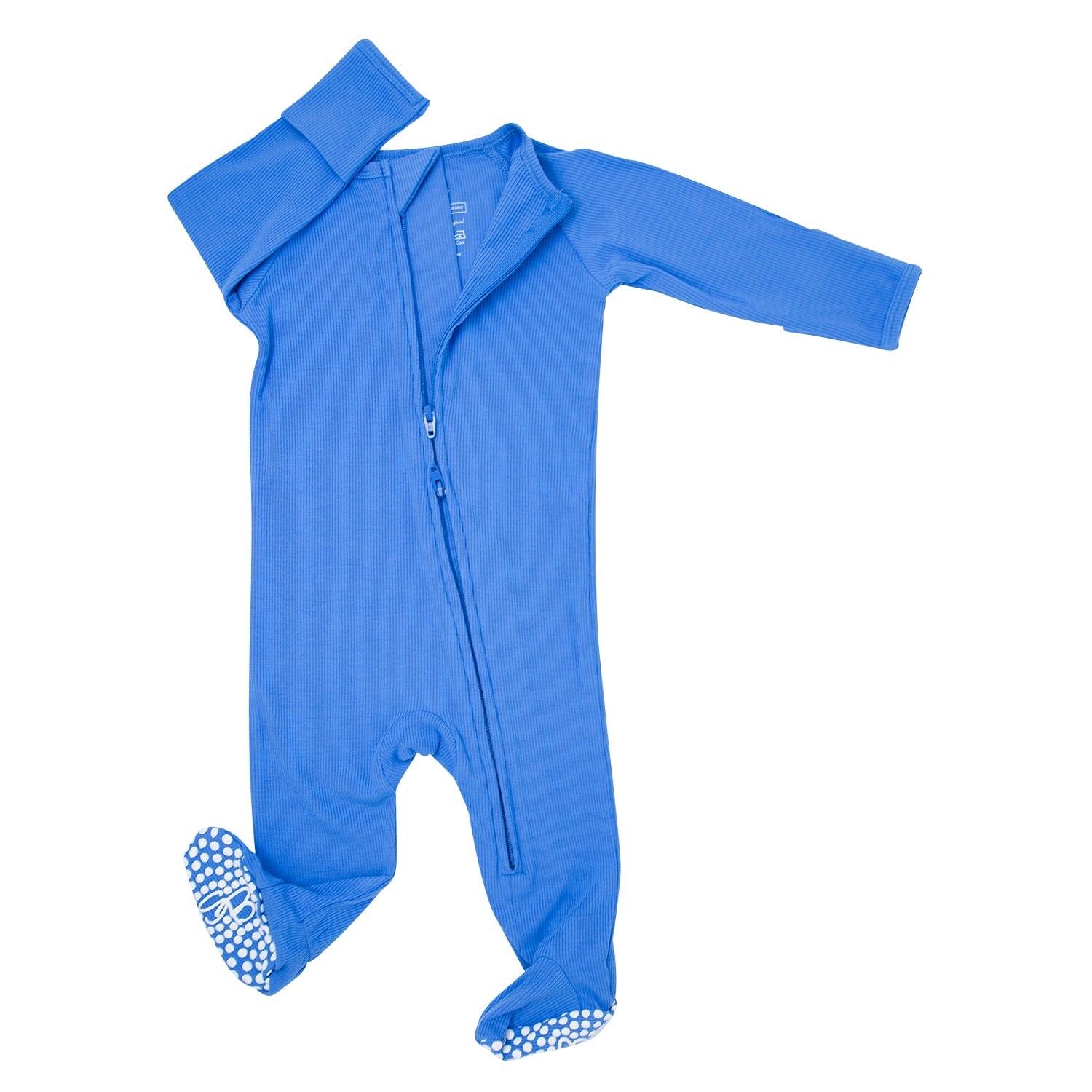 Zipper Footie - Sapphire Blue Ribbed