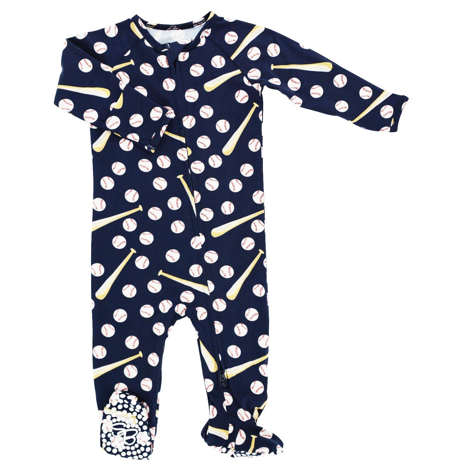 Zipper Footie - Little Slugger Navy