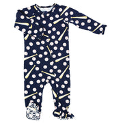Zipper Footie - Little Slugger Navy