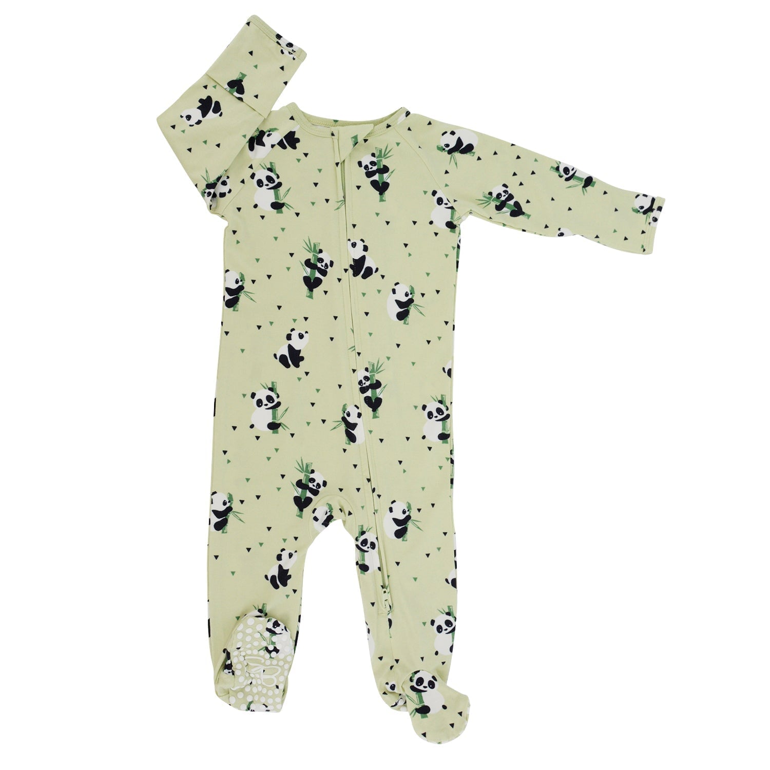 Zipper Footie - Panda Mint