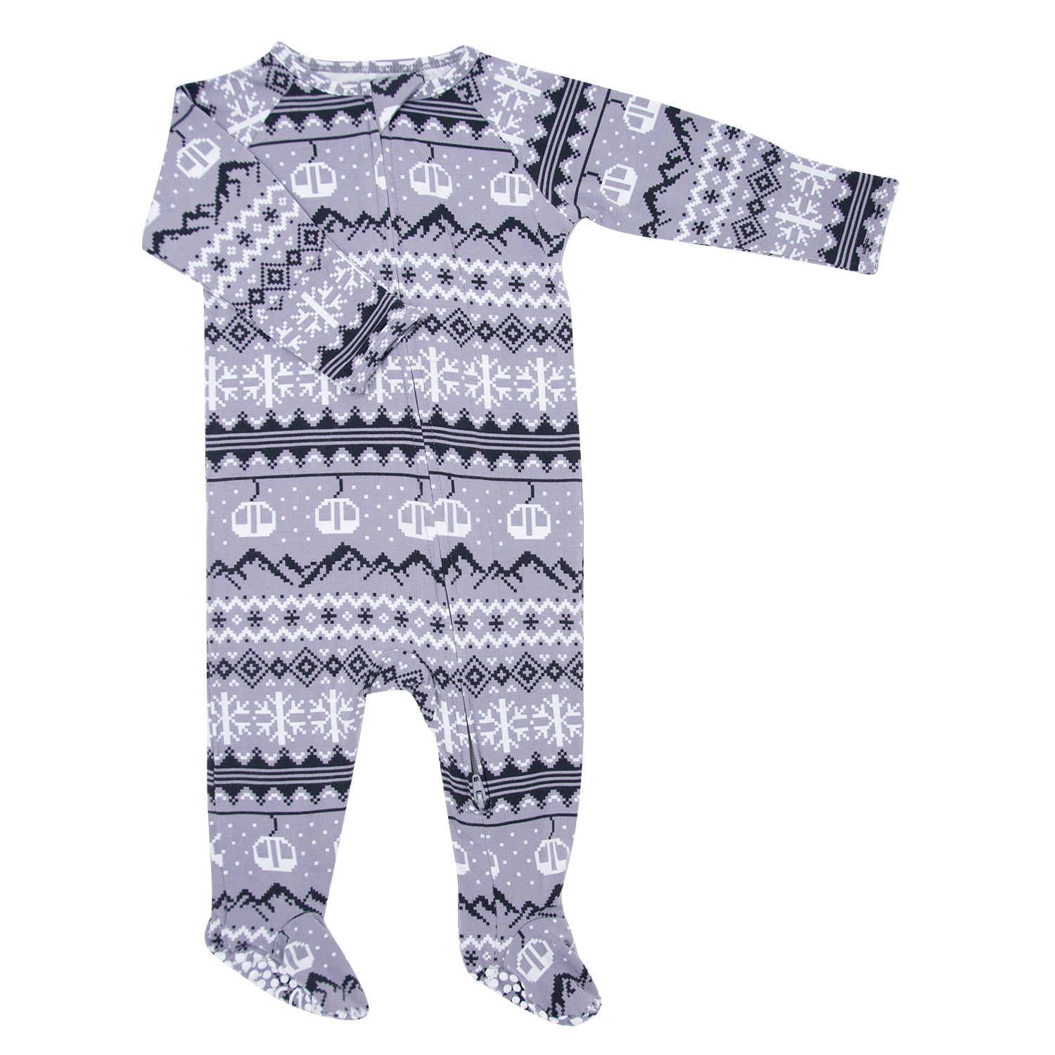 Zipper Footie - Fair Isle Ski Charcoal