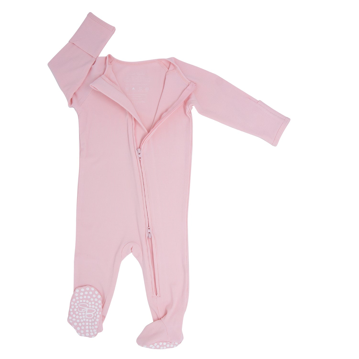 Zipper Footie - Perfect Pink Ribbed