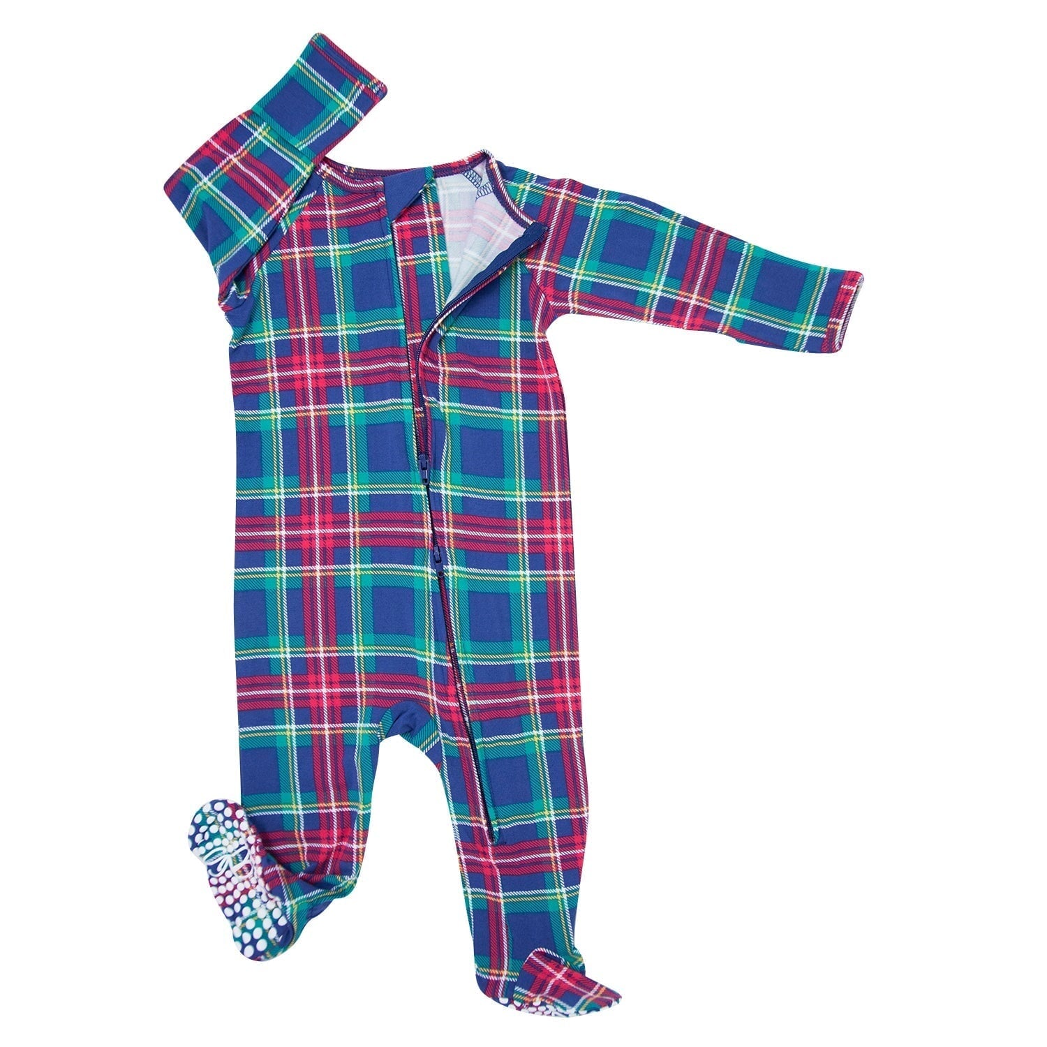 Zipper Footie - Navy Tartan