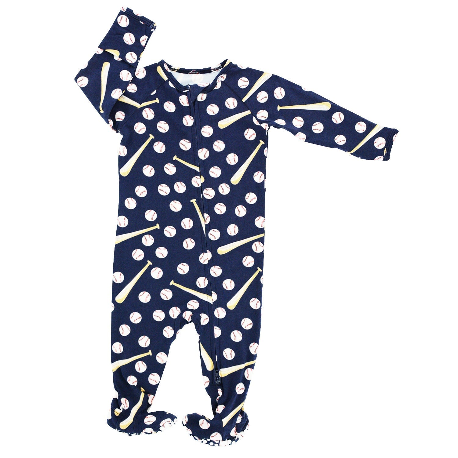 Zipper Footie - Little Slugger Navy