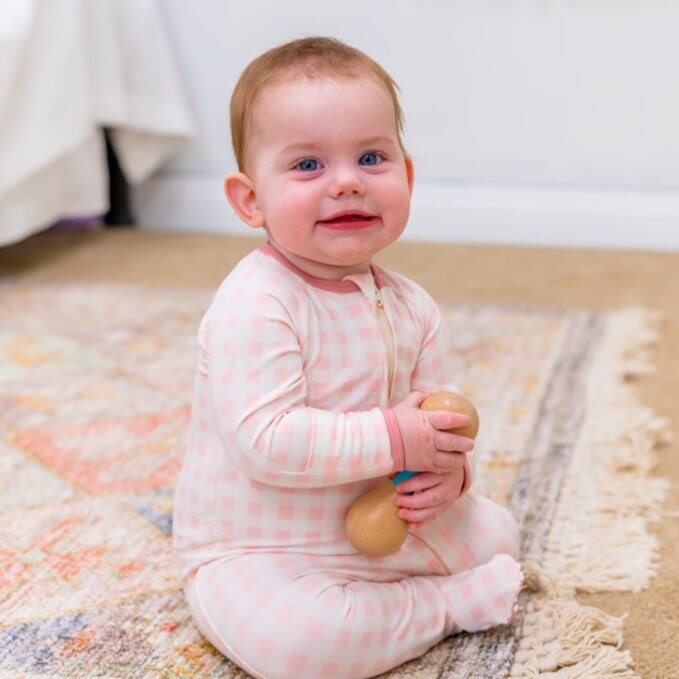 Zipper Footie - Pink Gingham