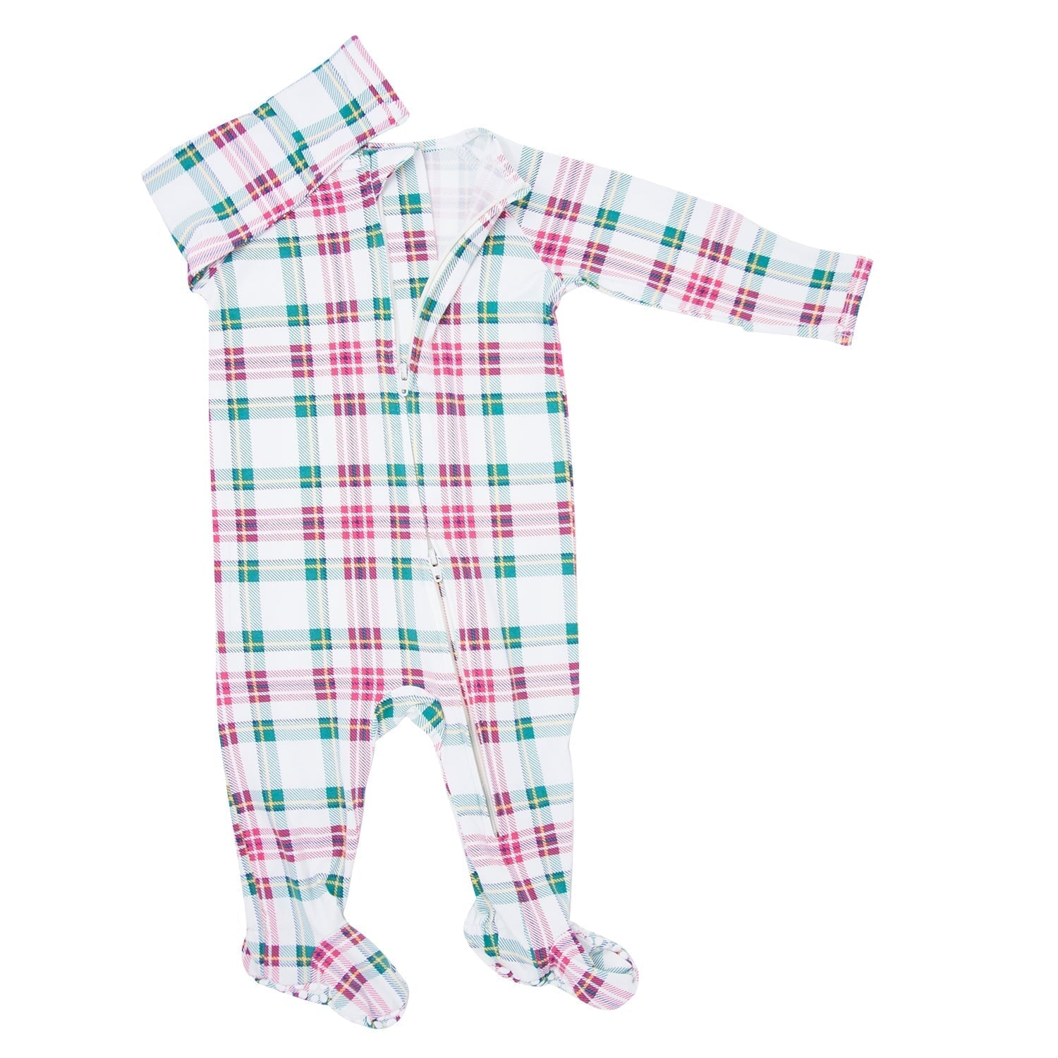 Zipper Footie - White Tartan