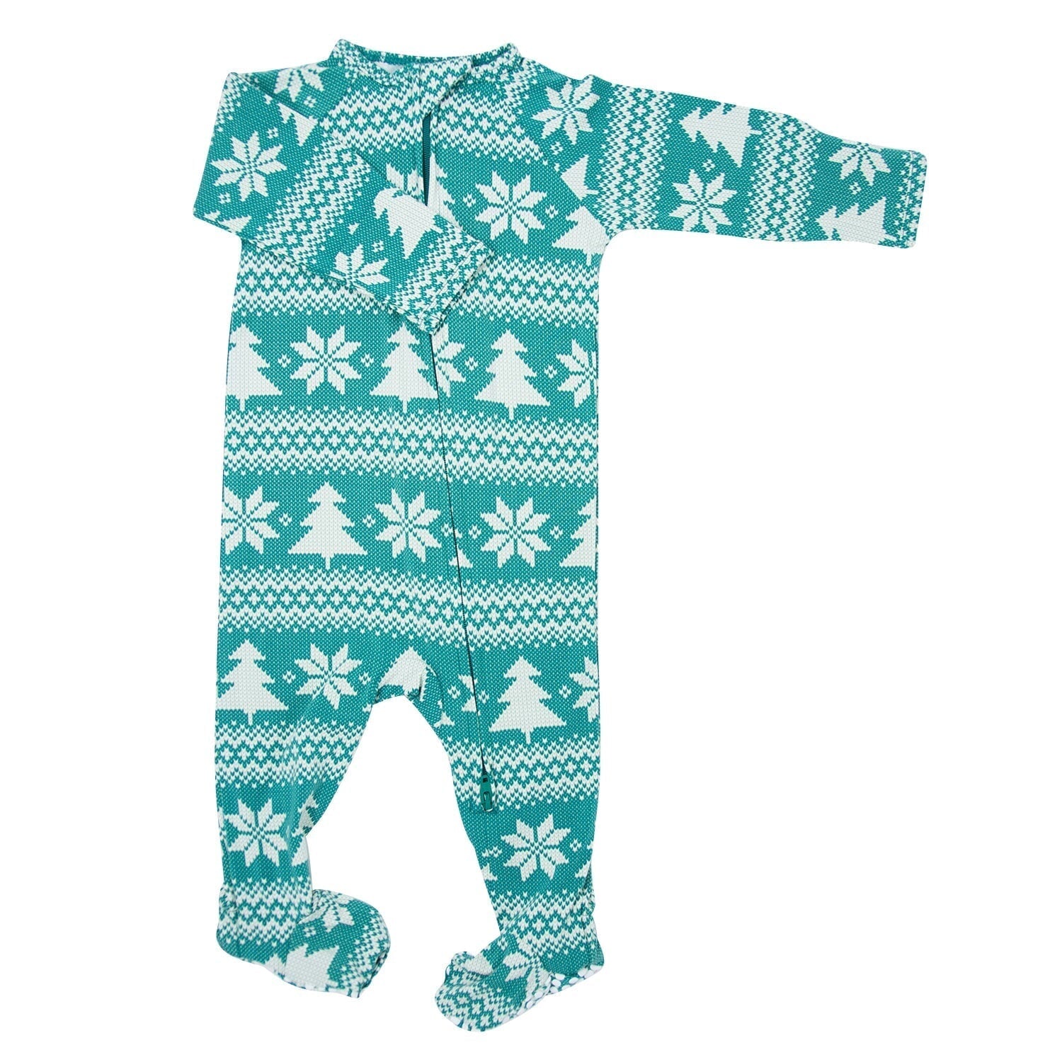 Zipper Footie - Fair Isle Trees