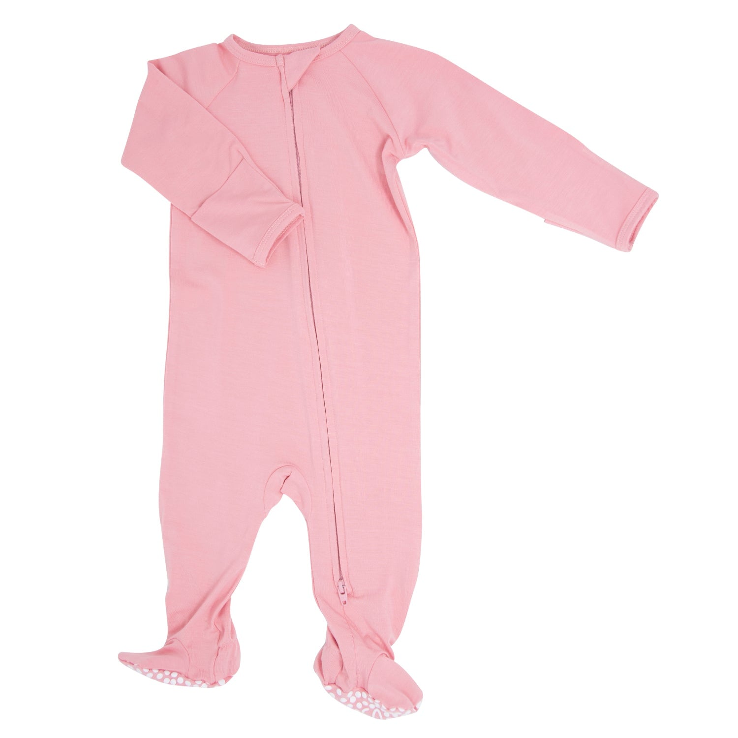 Zipper Footie - Pink Suede