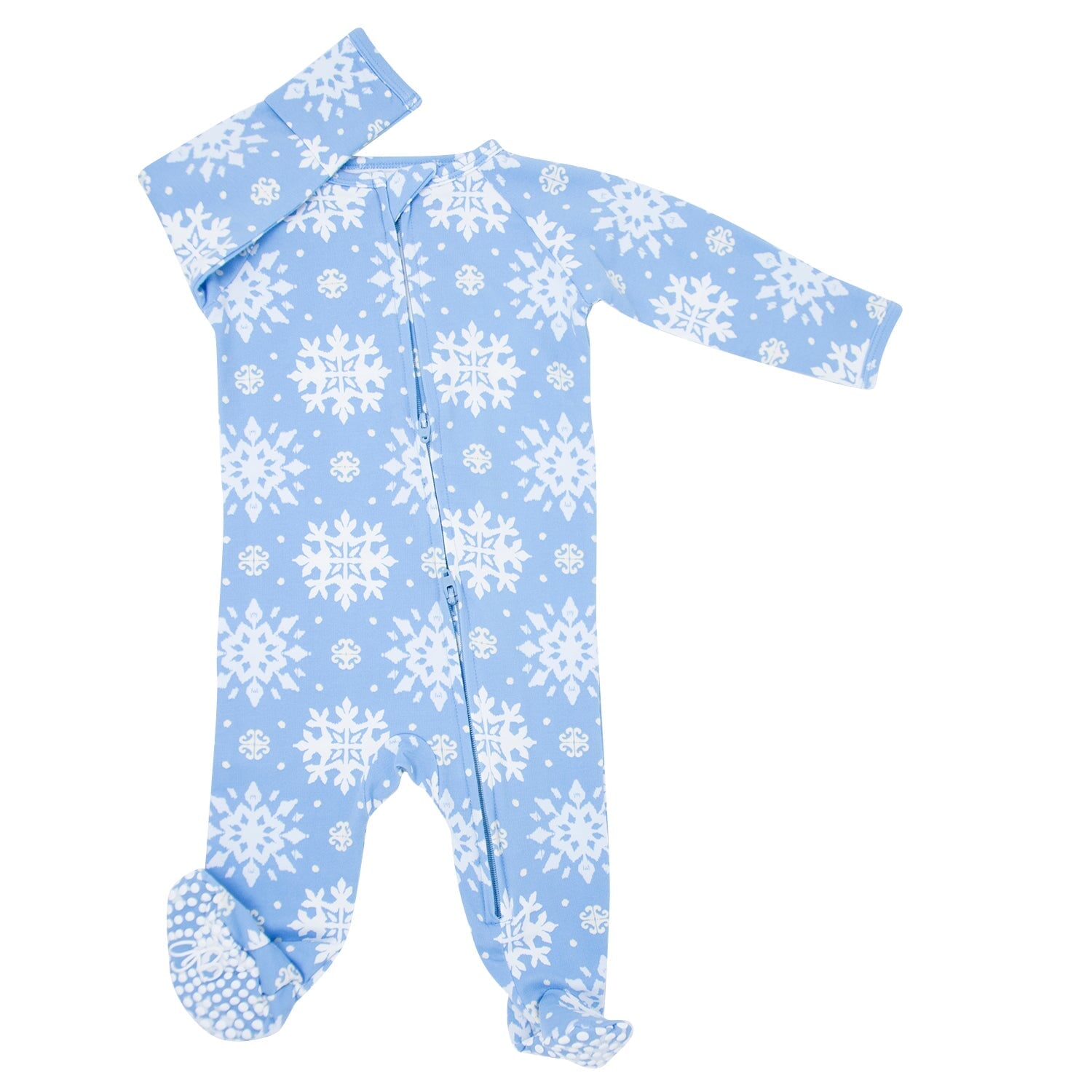 Zipper Footie - Blue Snowflakes