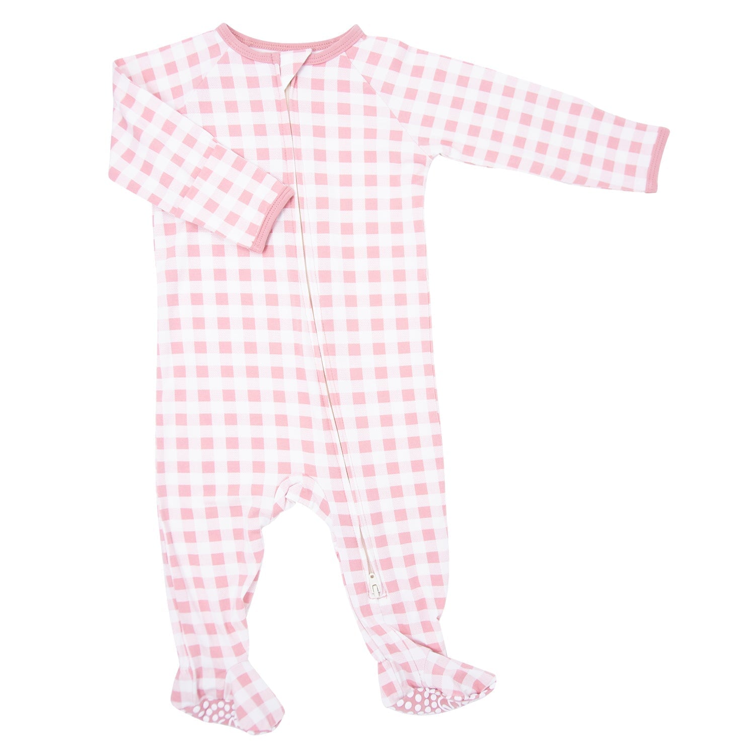 Zipper Footie - Pink Gingham