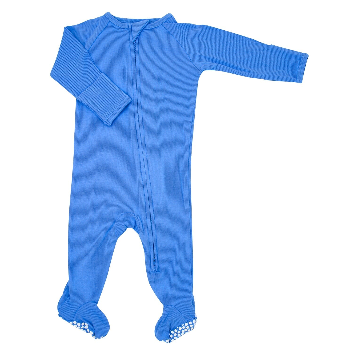 Zipper Footie - Sapphire Blue Ribbed