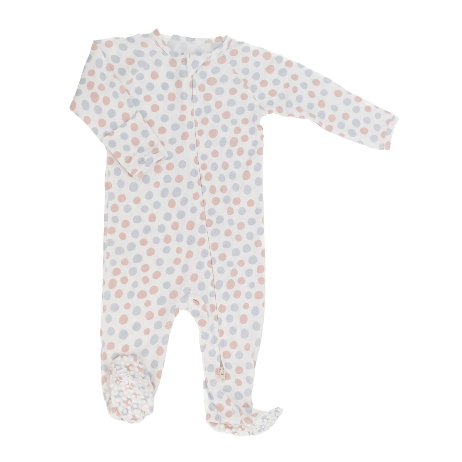 Zipper Footie - Polka Dot Grey