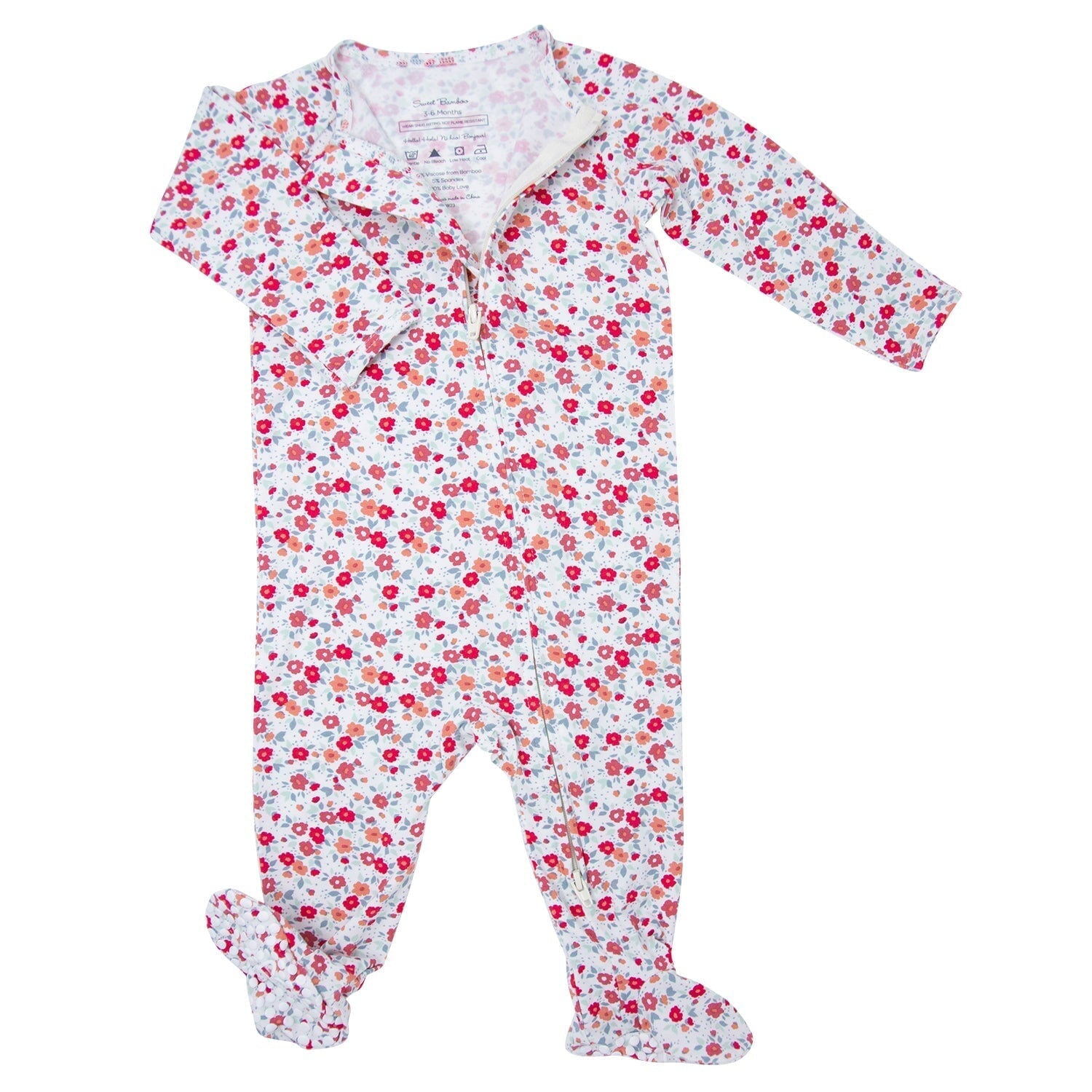 Zipper Footie - Crimson Floral