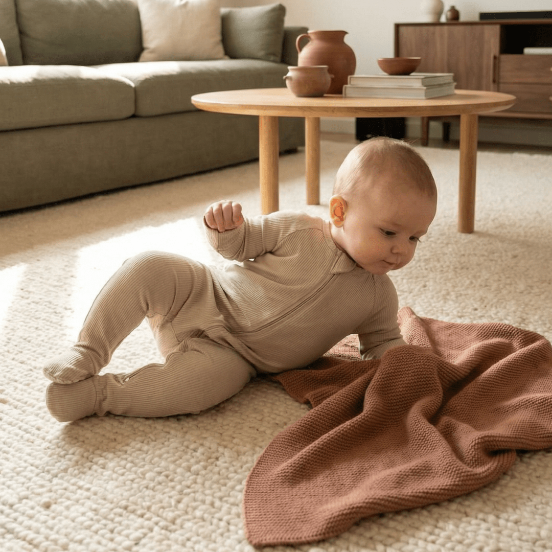 Zipper Footie - Oatmeal Ribbed