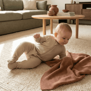 Zipper Footie - Oatmeal Ribbed