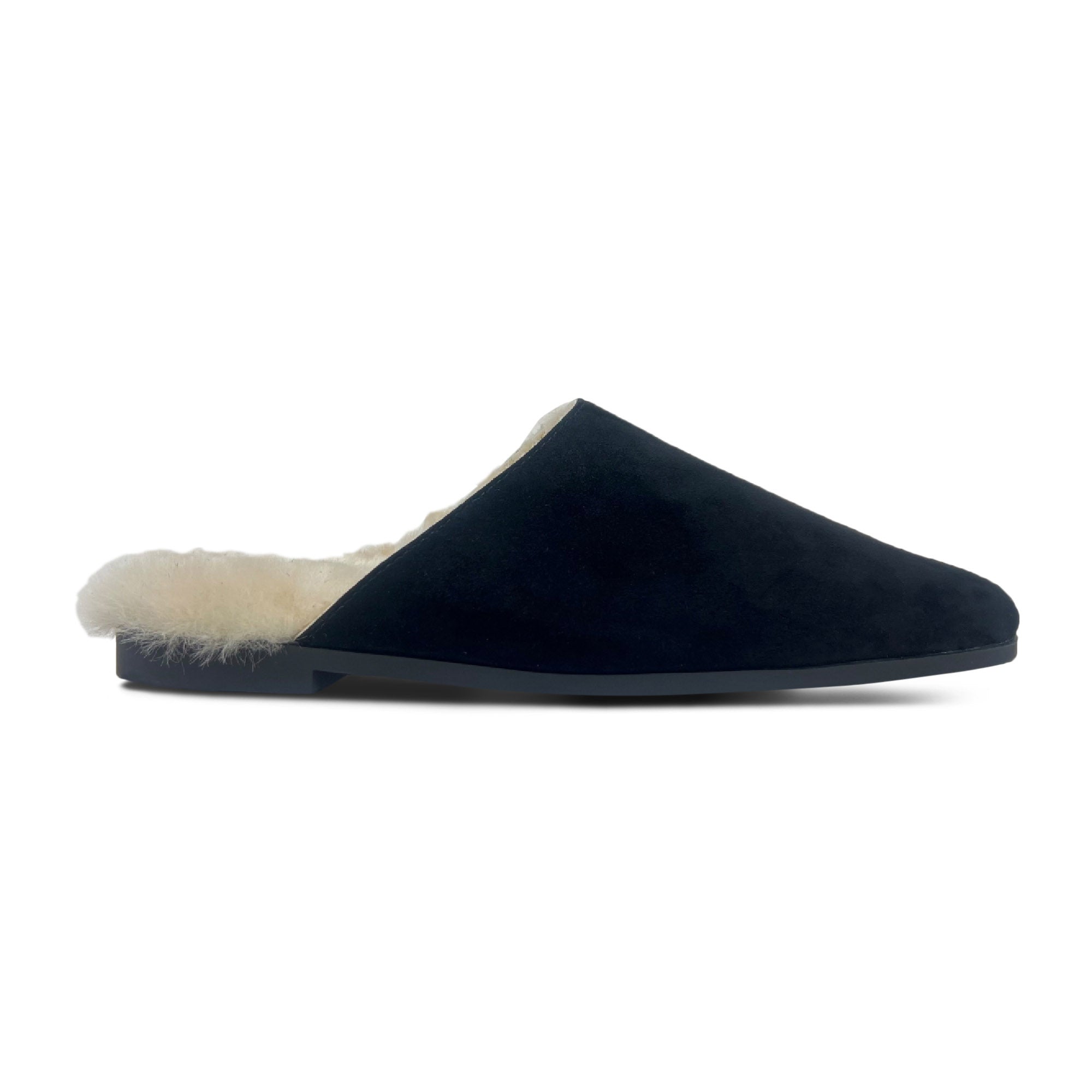 Zoe Slipper Mule In Black Suede