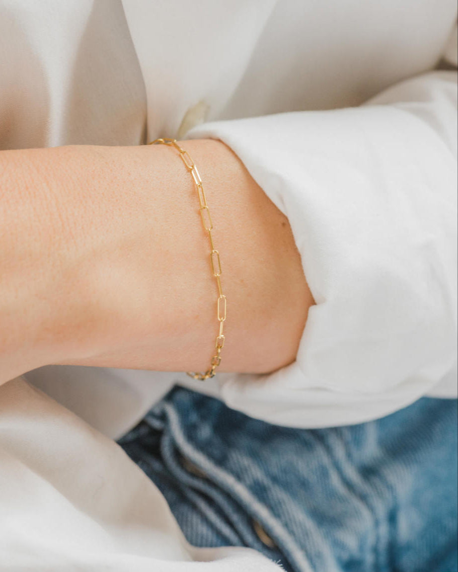 14k Gold Open Link Chain Bracelet