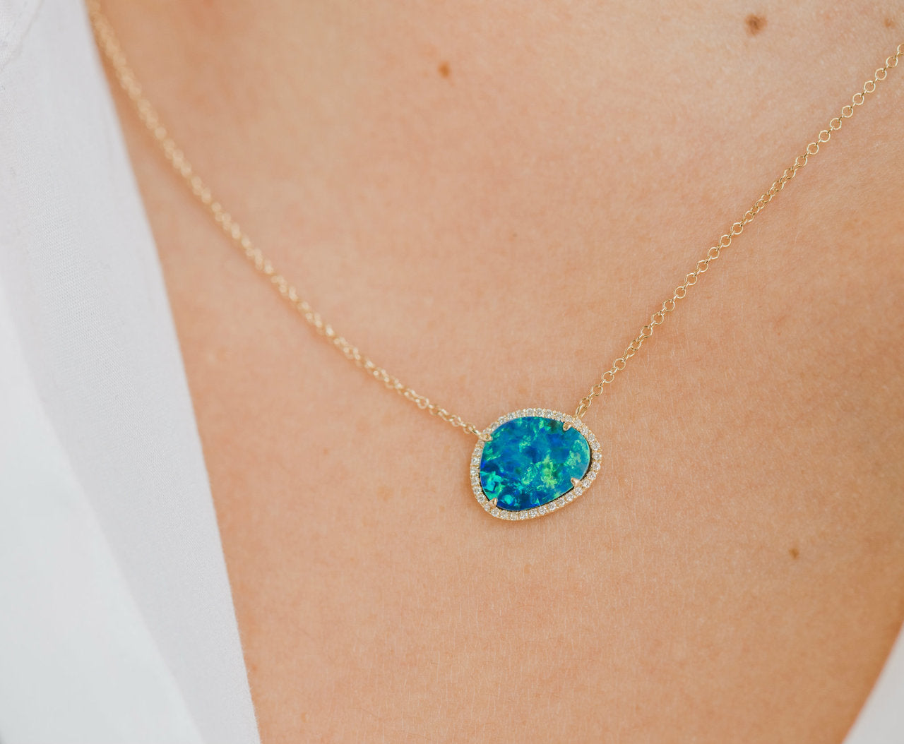 Diamond Opal Necklace